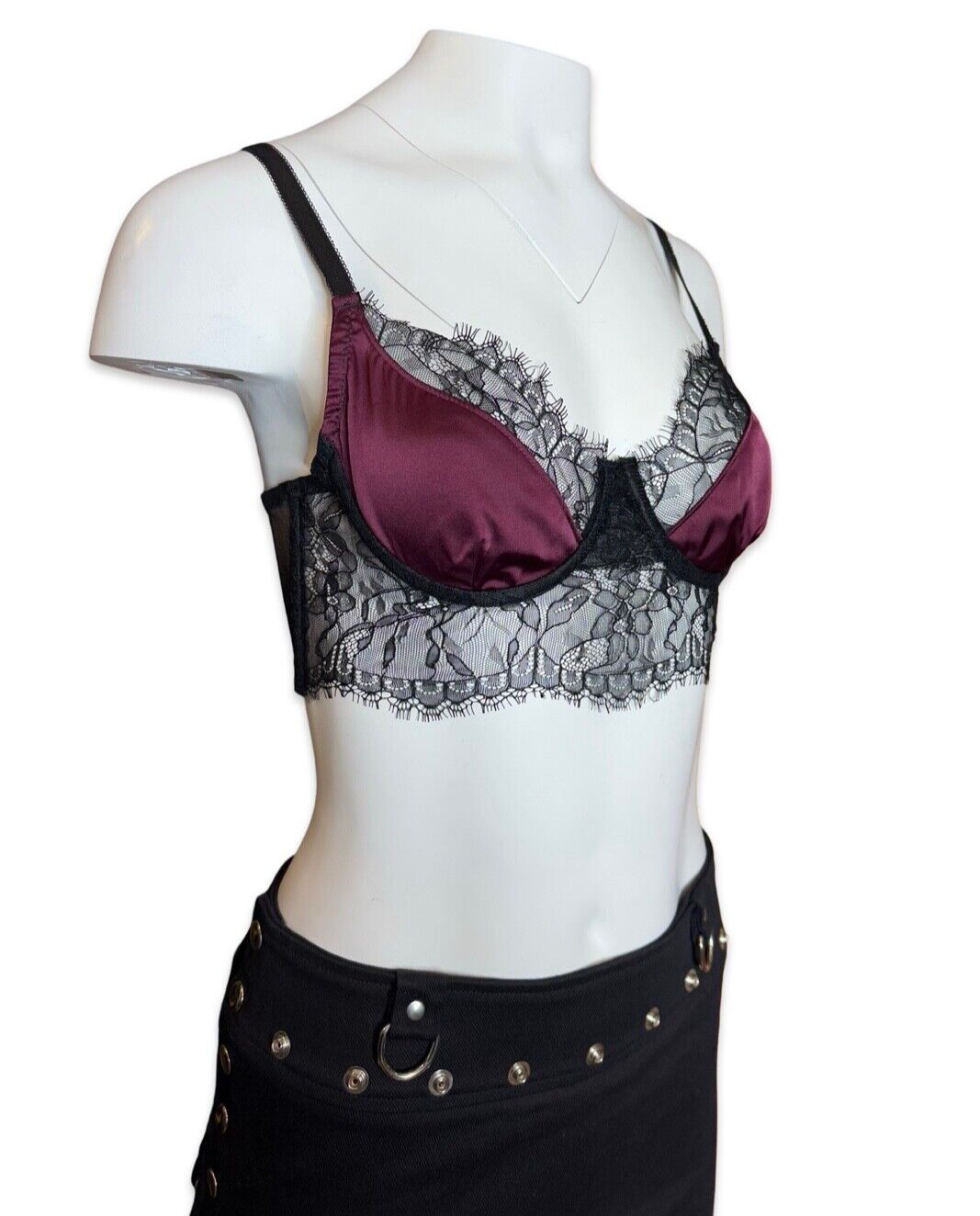 Widow Goth Punk Rock Gothic Witch Vampire Sexy Stretch Lace Bra Top