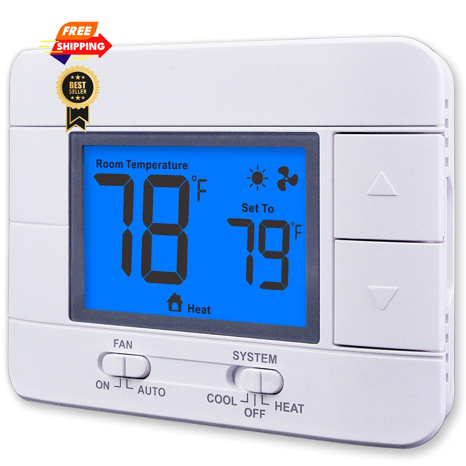 Aowel Non Programmable Thermostat for Home 1 Heat/ 1 Cool Blue Backlight