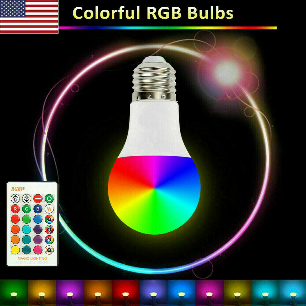 3W E26 E27 16 Color Changing Light Bulb w/ Remote Control Dimmable RGB LED Bulbs