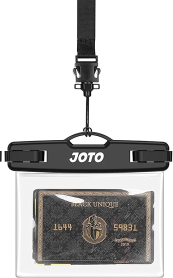 JOTO Waterproof Credit Card, ID, Car Key Fob Case with Lanyard Clear, Black