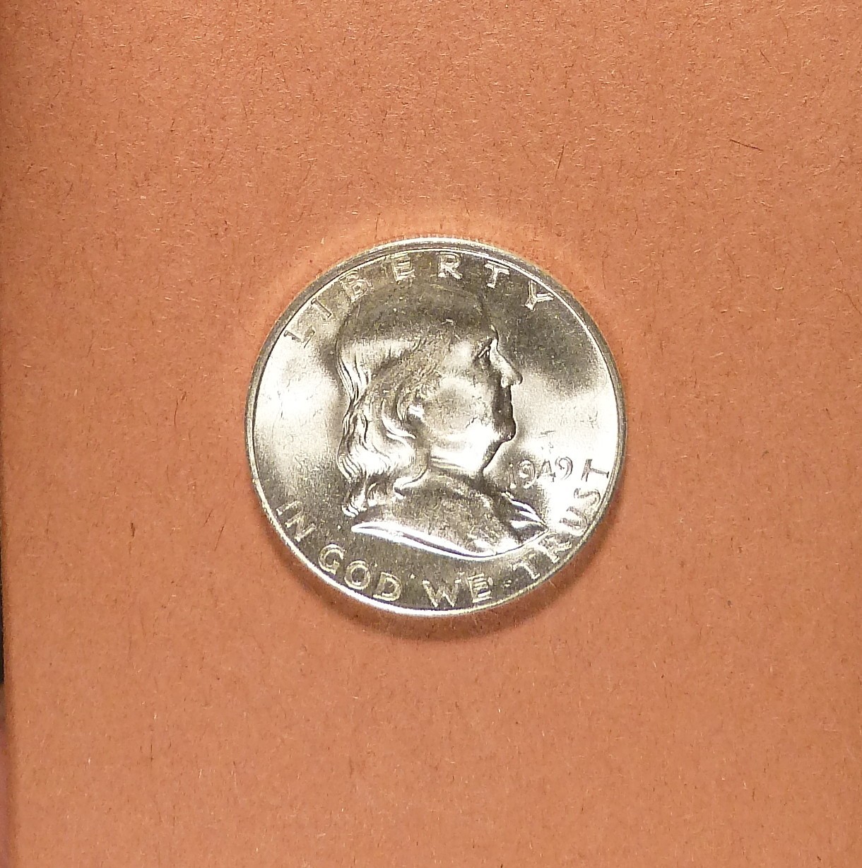 1949-S Franklin Half Dollar grades CH BU, Bright, Flashy and Lustrous.