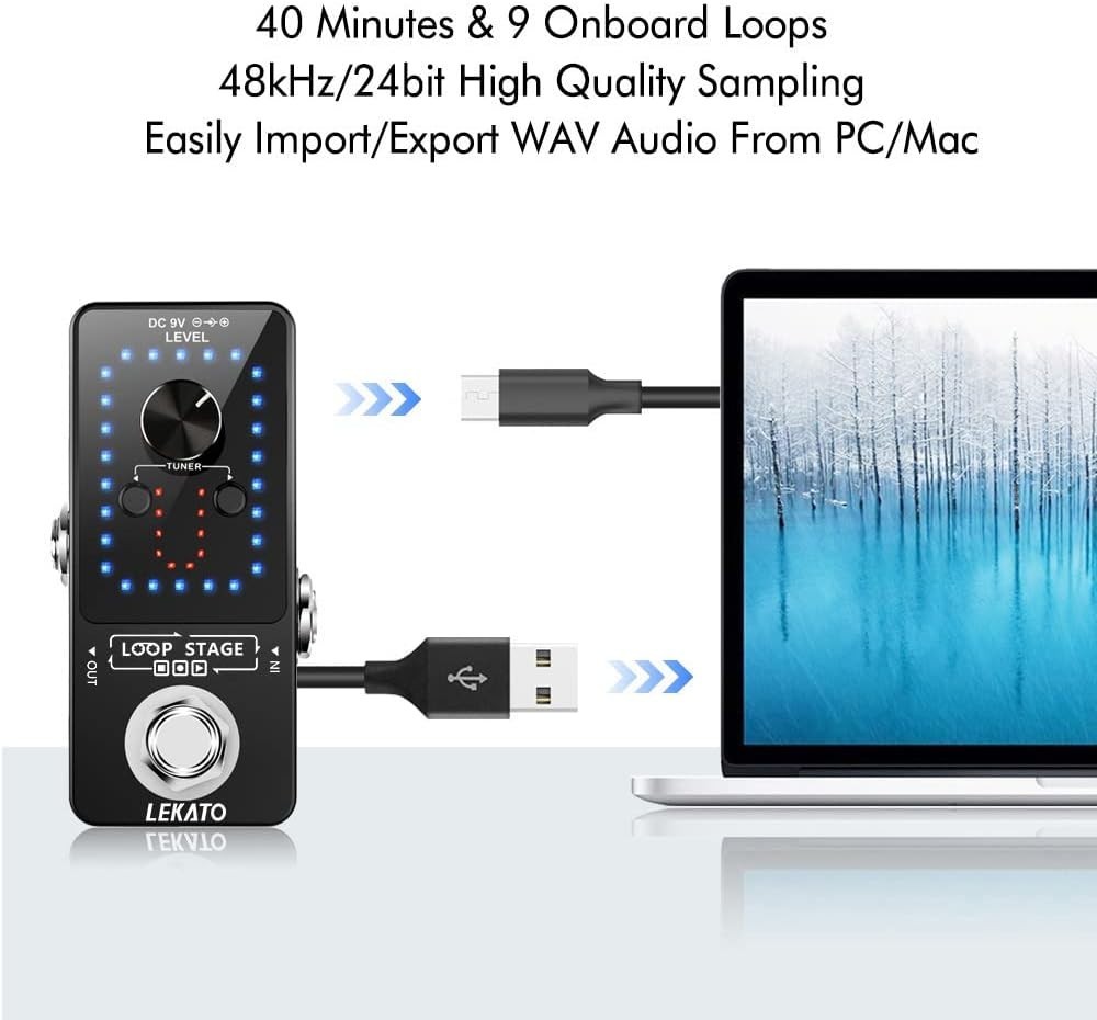 Ultimate 9 Loop Guitar Pedal - Uncompressed Audio & USB for Easy Uploads