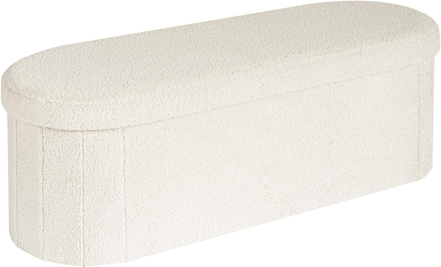 Ottoman with Storage for Living Room, Sherpa Folding Storage Ottoman Foot Rest,
