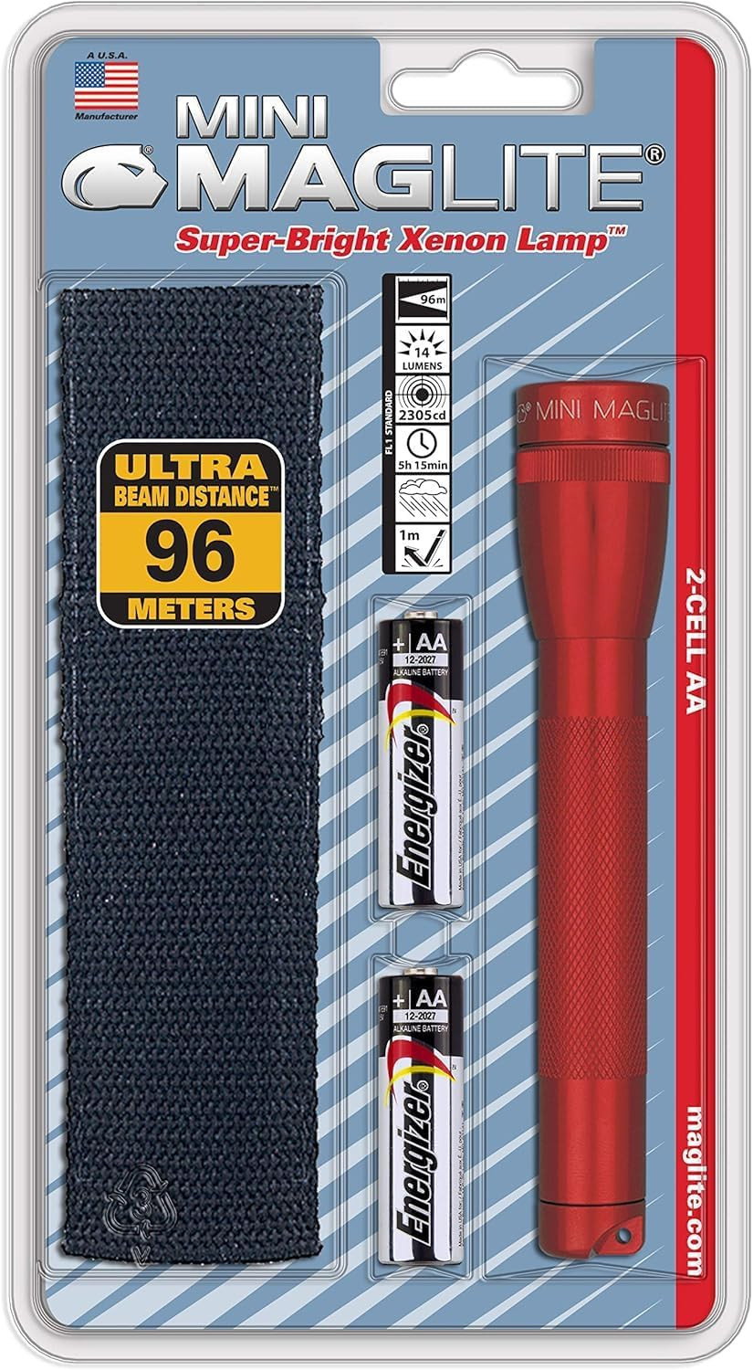 Maglite Mini Incandescent Flashlight – Compact, Water-Resistant, Twist On/Off, 2