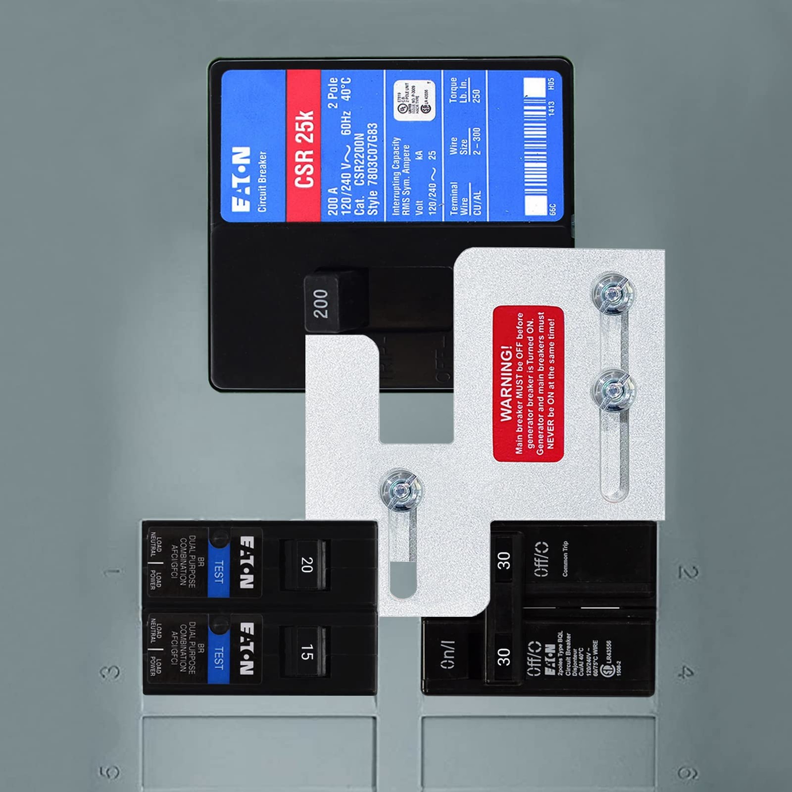 Generator Interlock Kit Compatible with Eaton Cutler Hammer silver grey black