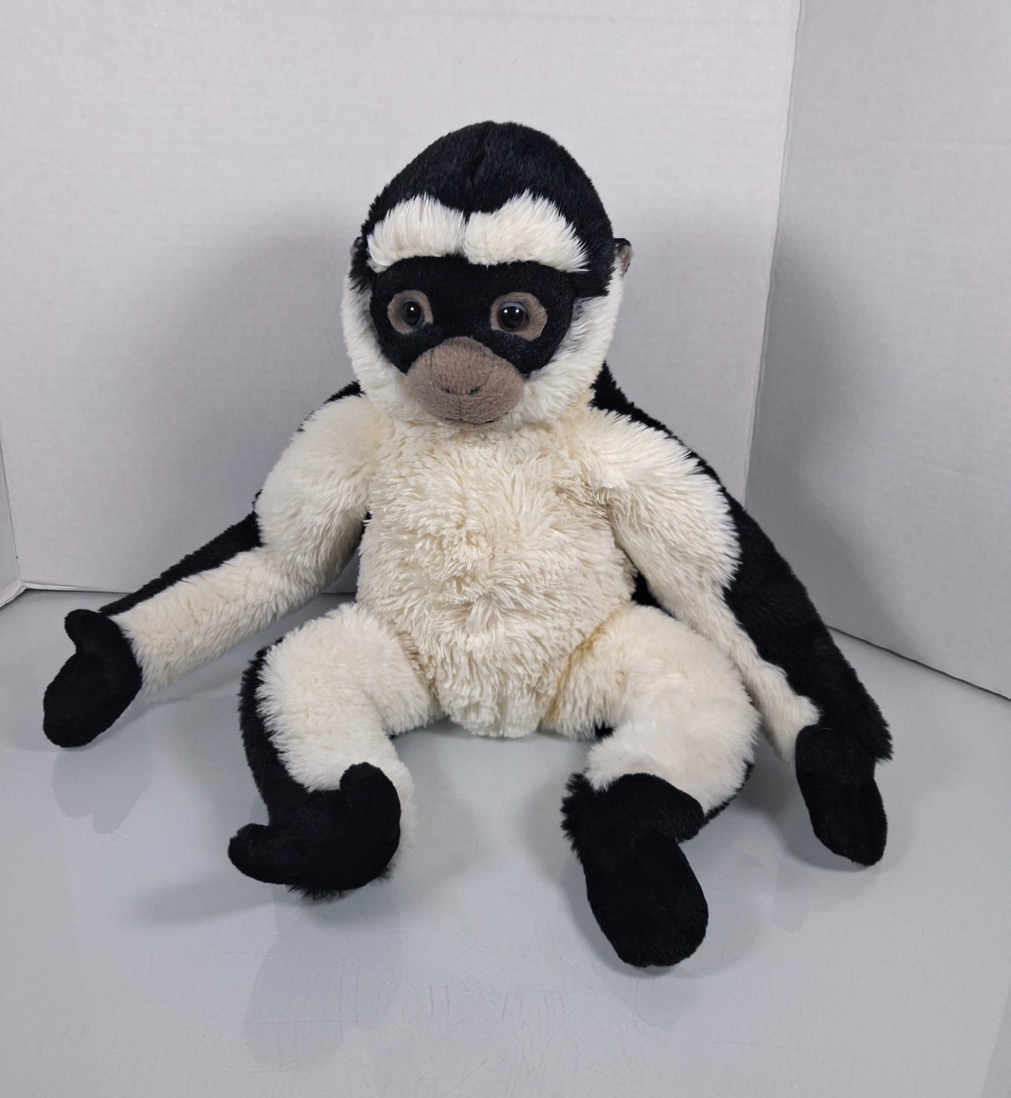 FAO Schwarz Spider Monkey Plush 18” Black White Ape Soft Stuffed Animal