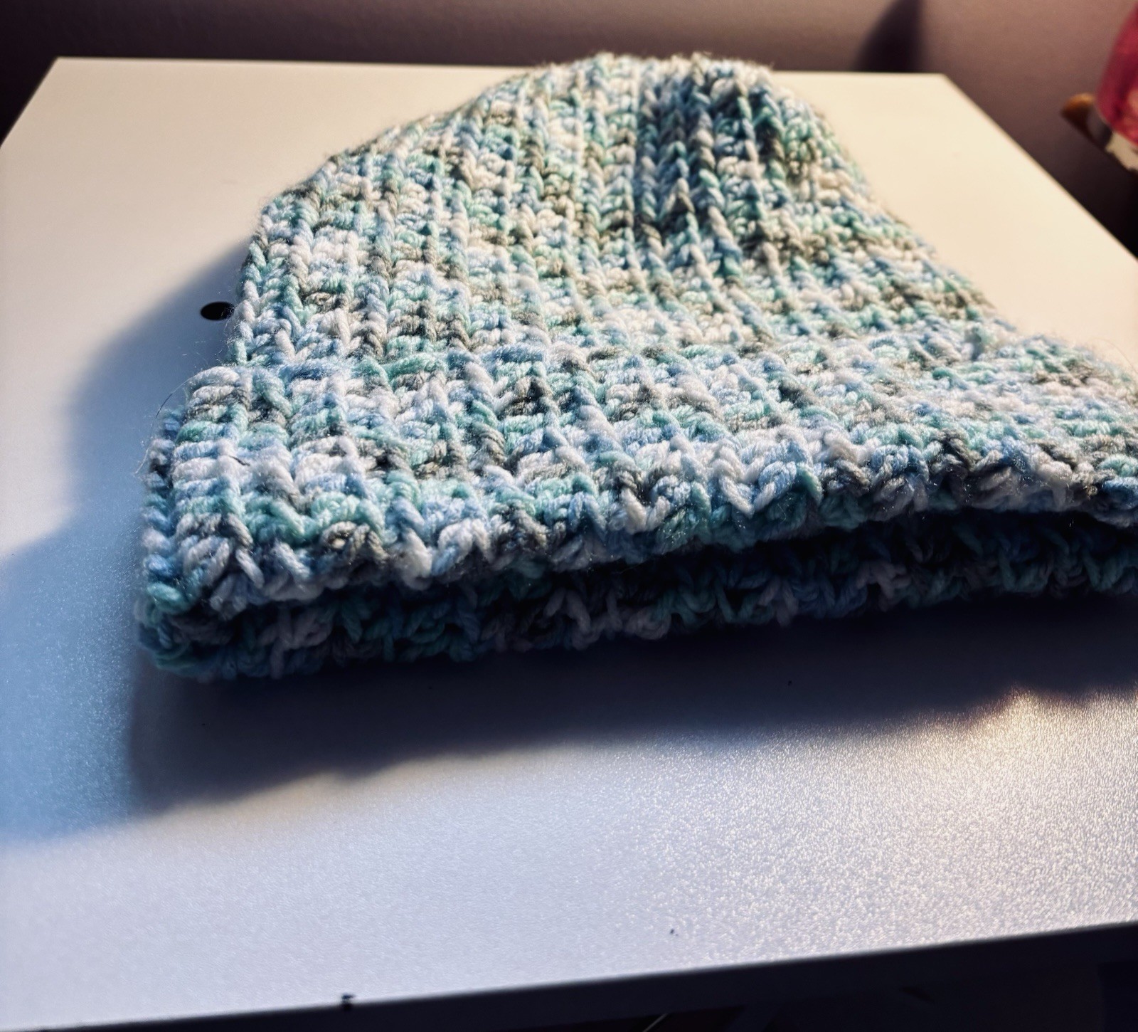 pack of 3! Handmade Knitted Beanies Adult Size Pastel Purple Blue Multicolor