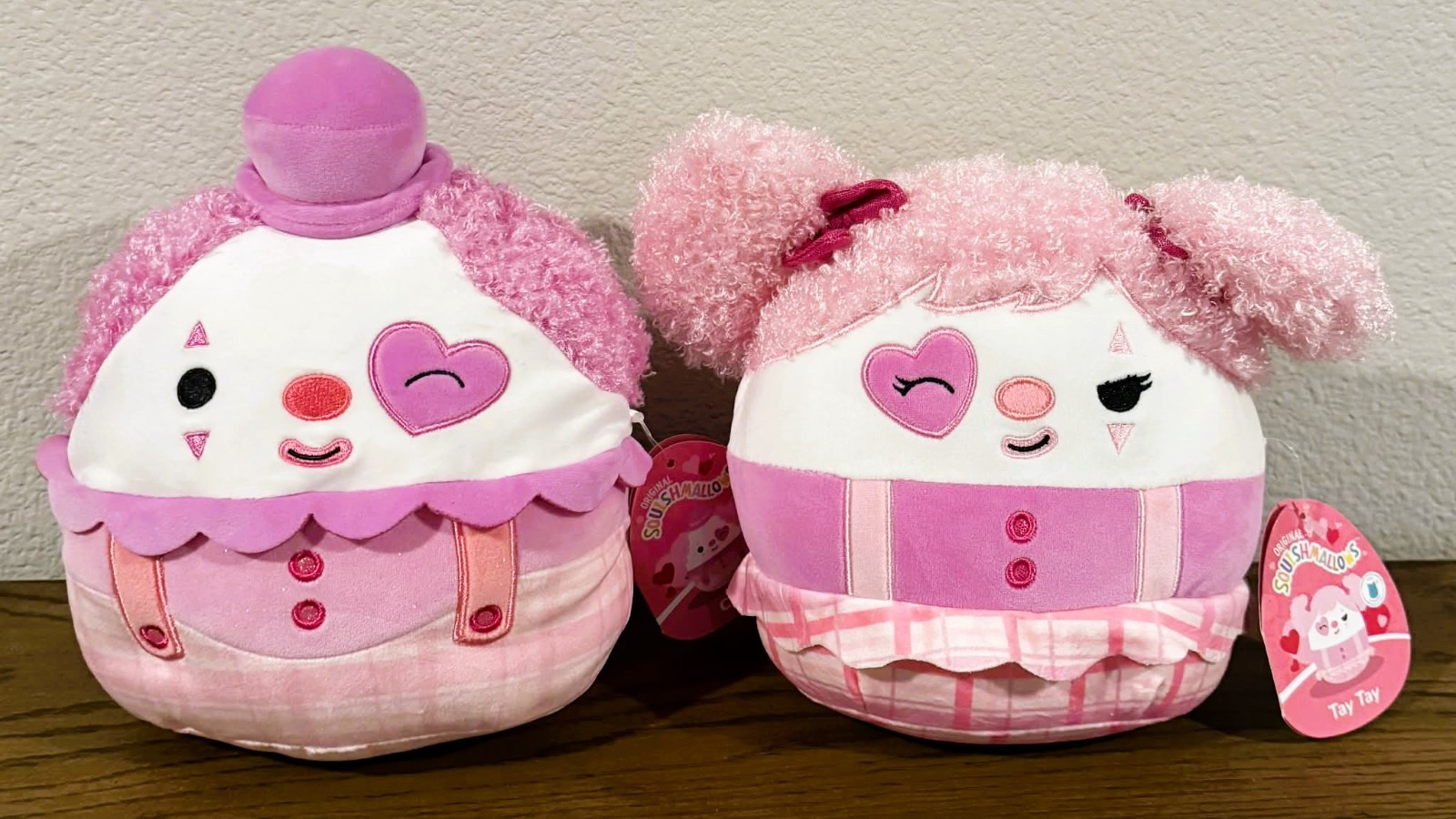 Squishmallows 8” Cupid the Clown & Tay Tay Valentine's Day Stuffed Toys Pink NWT