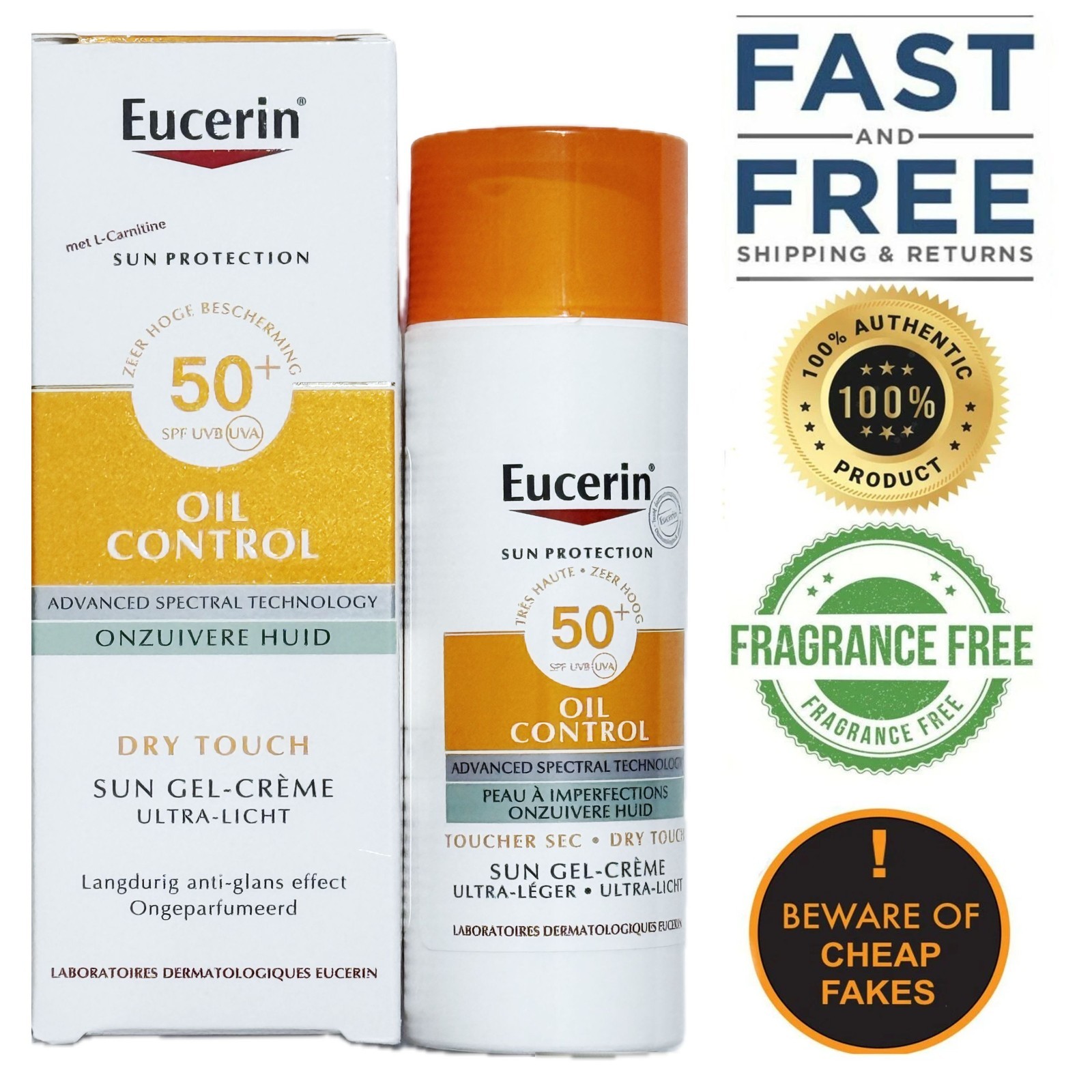 Eucerin Oil Control Dry Touch Sun Gel Cream Ultra Light Acne Skin SPF50+ 50ml