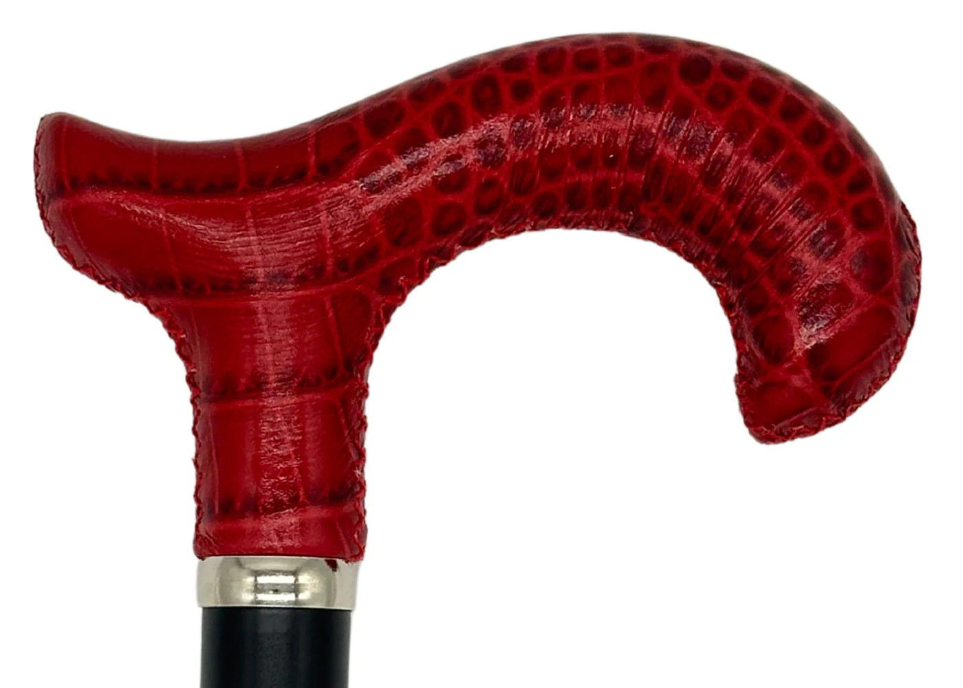 Classy Cane with Coconut Red Derby Handle in Italian Leather