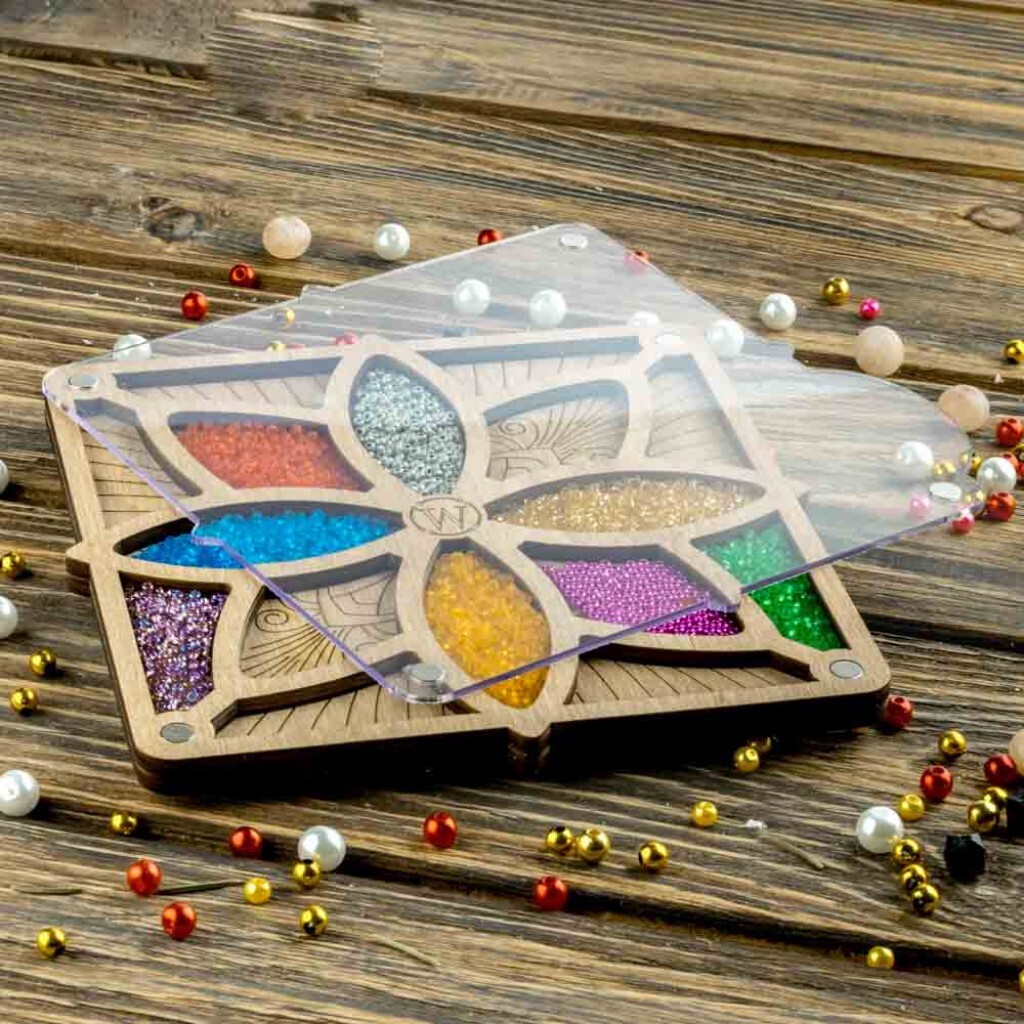 Plywood Bead Organizer Multiple cells Needlework storage organizer
