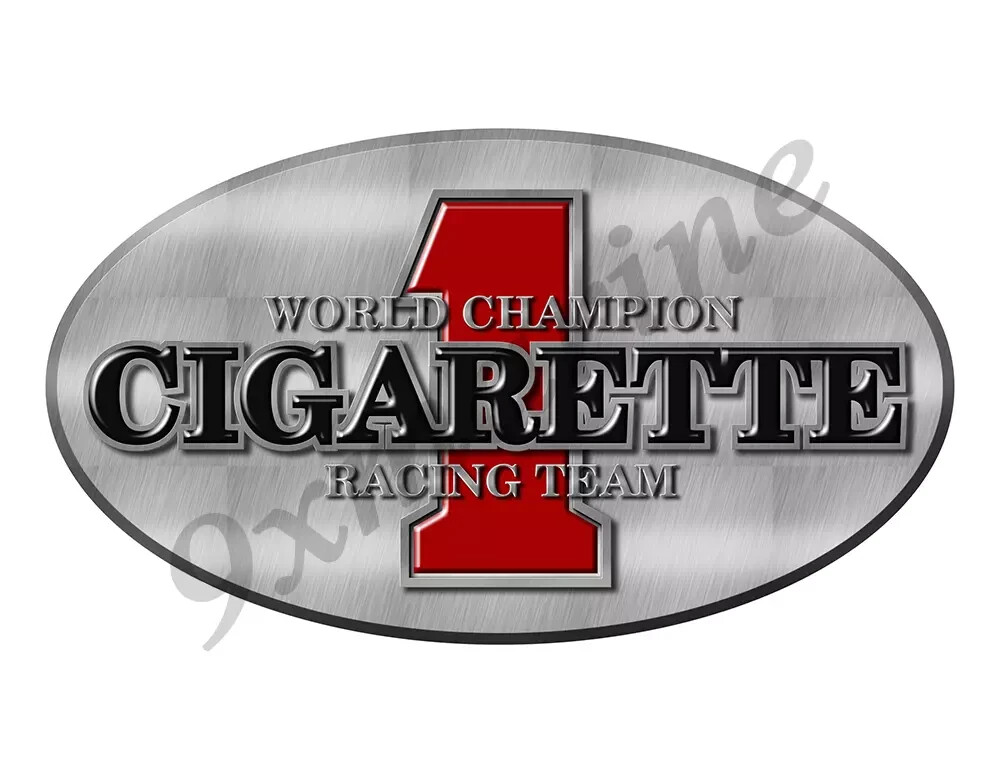 CIGARETTE World Champion Racing Team Oval Vinyl Decal Boat Sticker, 10"x5.5"