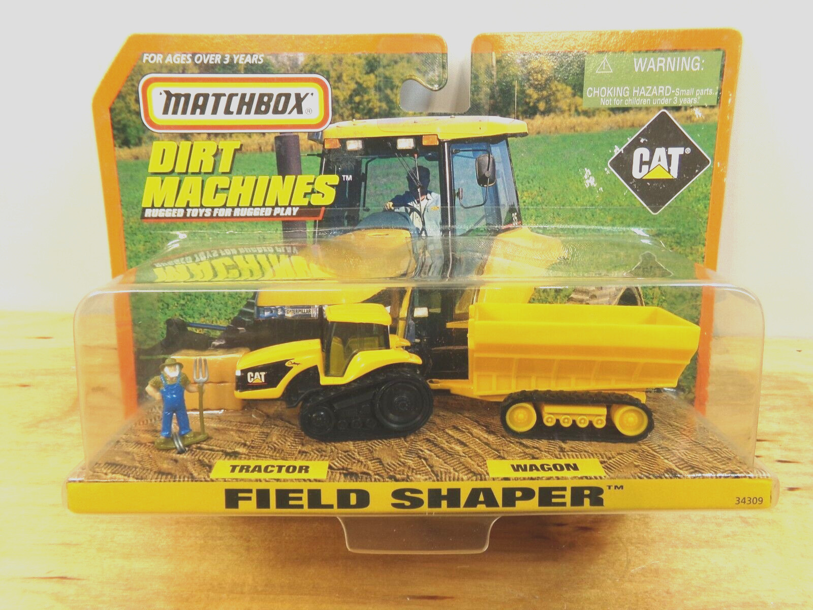Matchbox 1998 Dirt Machines 34309 Field Shaper CAT Tractor and Wagon