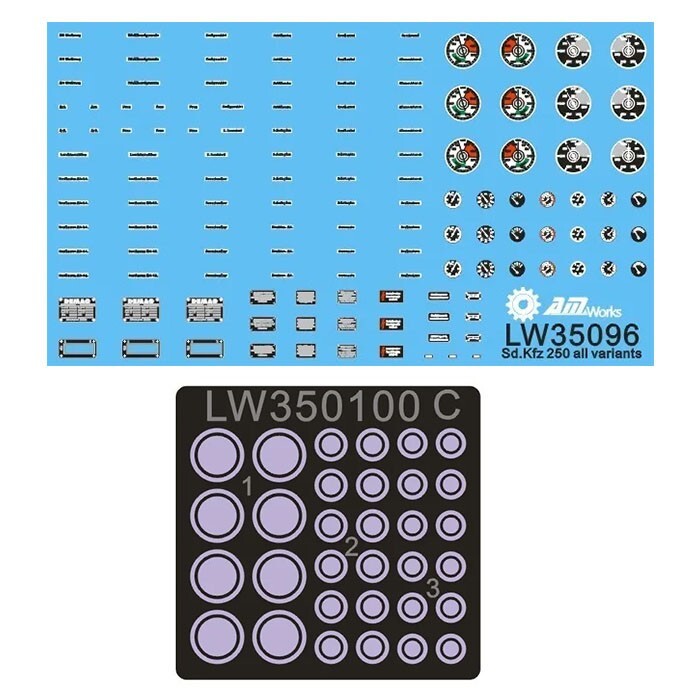 1:35 Scale Vehicle Dials & Placards Sd.Kfz. 250 All Variants (Decal&PE) LW35096