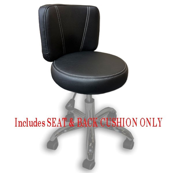 VTD Pedicure Stool TOP SEAT REPLACEMENT with Back Cushion Chair BLACK/GREY
