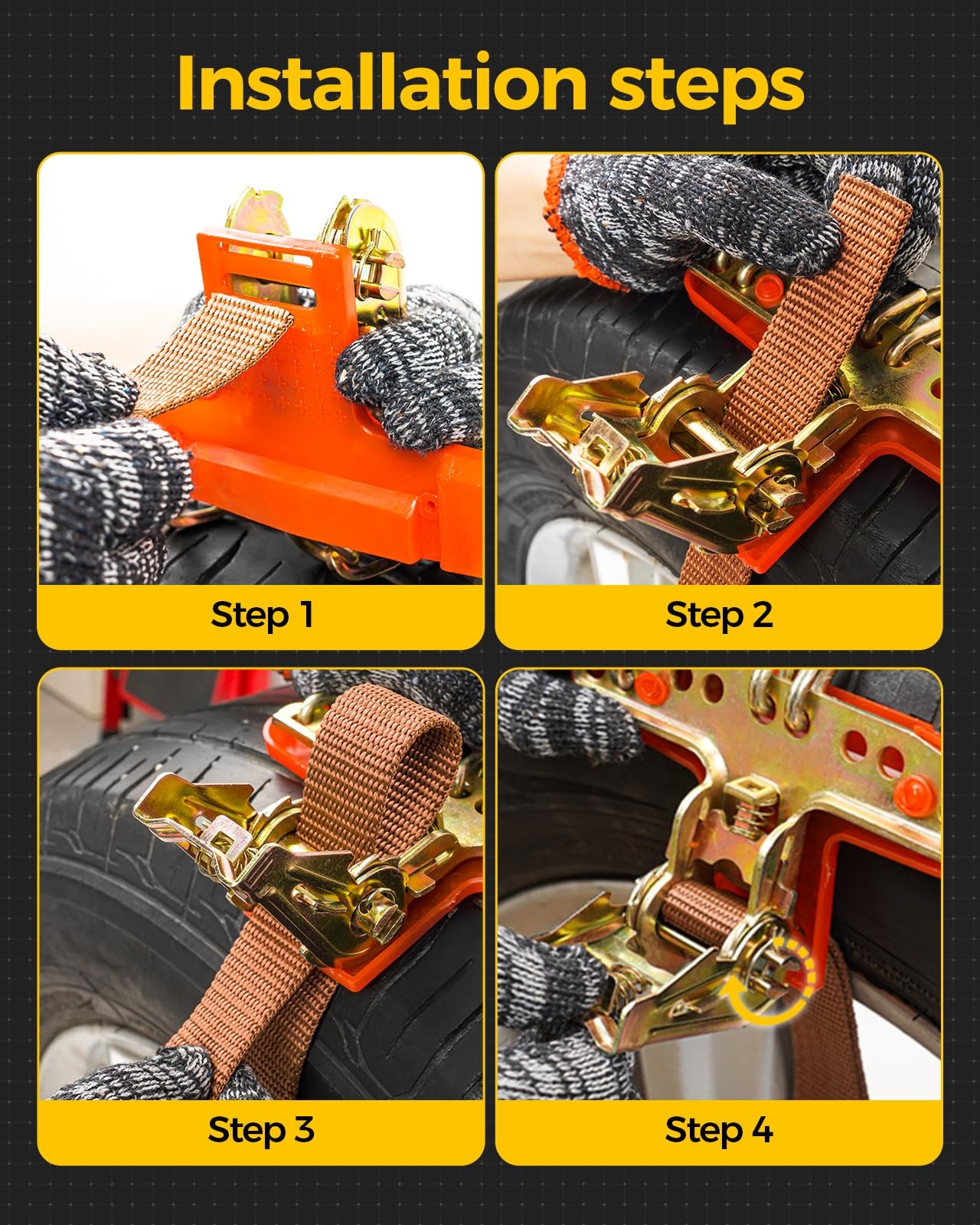 Alloy Steel Tire Chains Adjustable Snow Chains 235-285 SUV Pickup Set 6