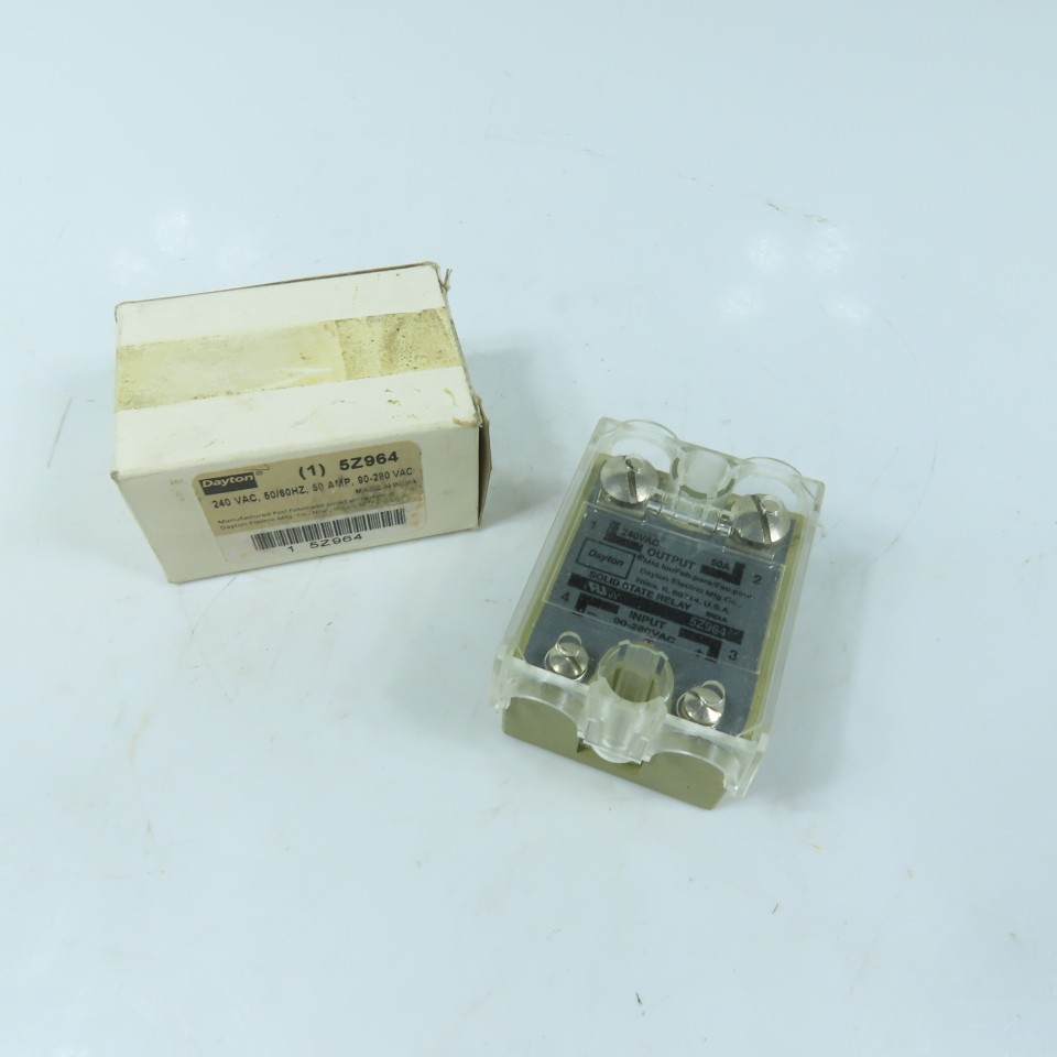 Dayton 5Z964 Solid State Relay 50A 240VAC Output 90-280VAC Input