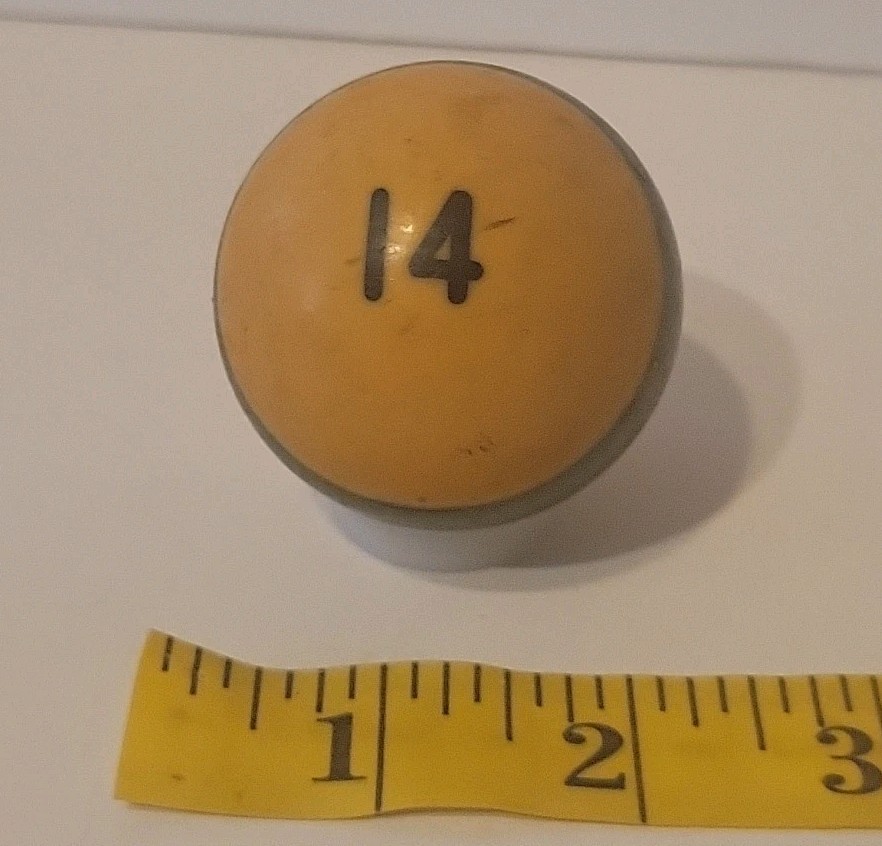 Vintage No. 14 Striped Green White Pool Ball Billiard 2" Replacement (L)