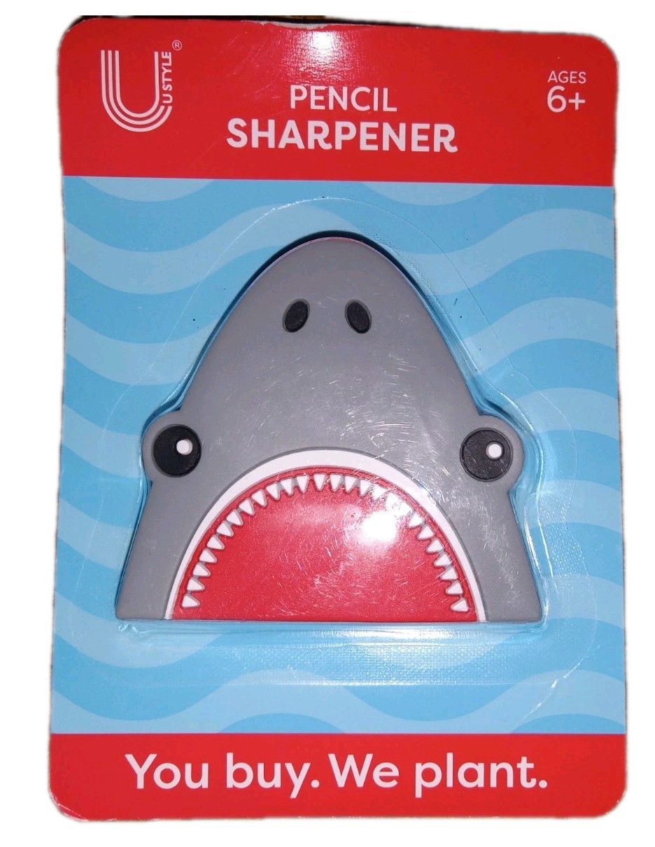 Shark Head Pencil Sharpener - New Red Gray Color (2” x 2.5”) Ages 6+
