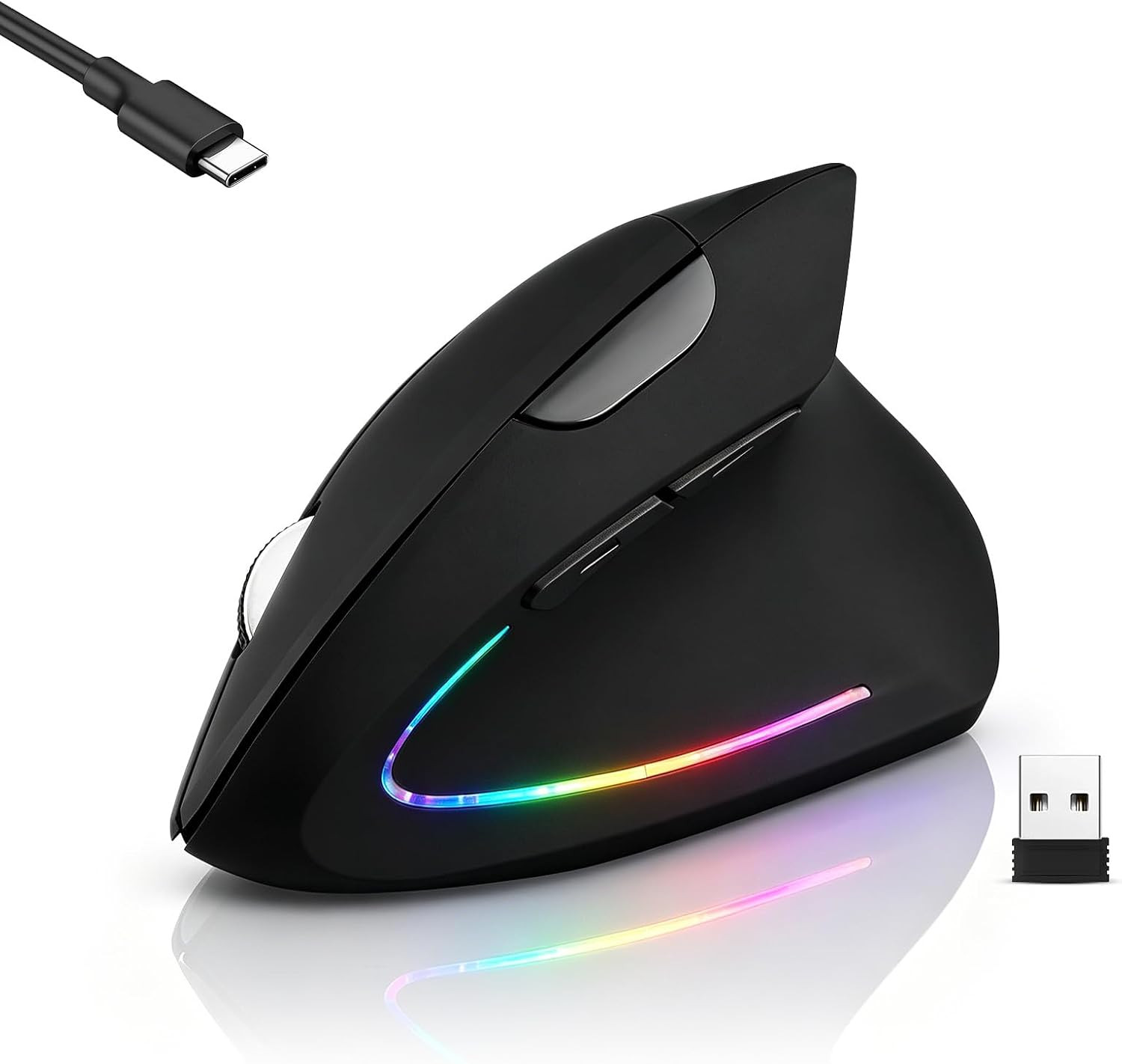 Wireless Bluetooth Ergonomic Vertical Mouse, Rechargeable Silent Slim Laptop
