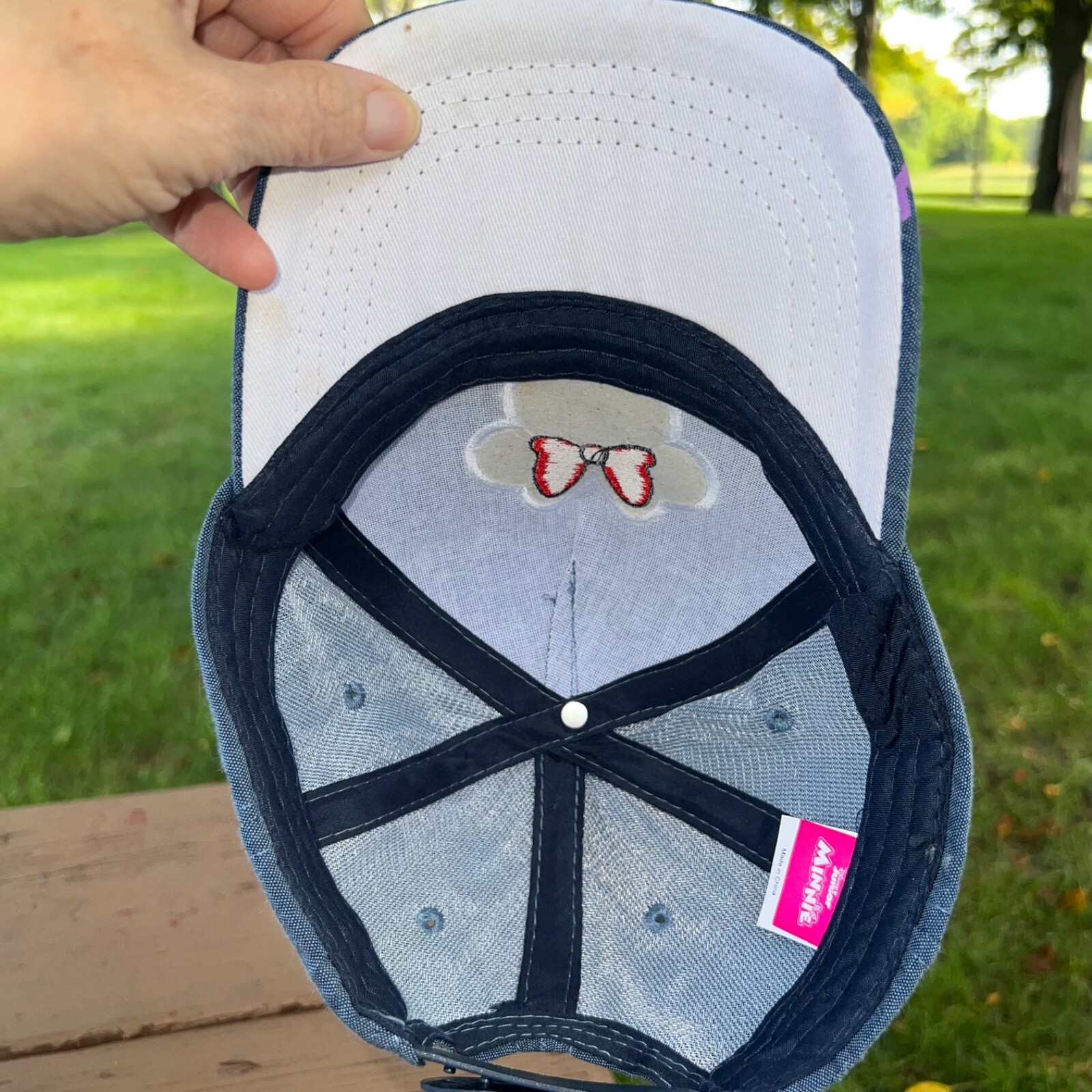 Disney Minnie Mouse Denim Junior Hat Cap Snapback EUC
