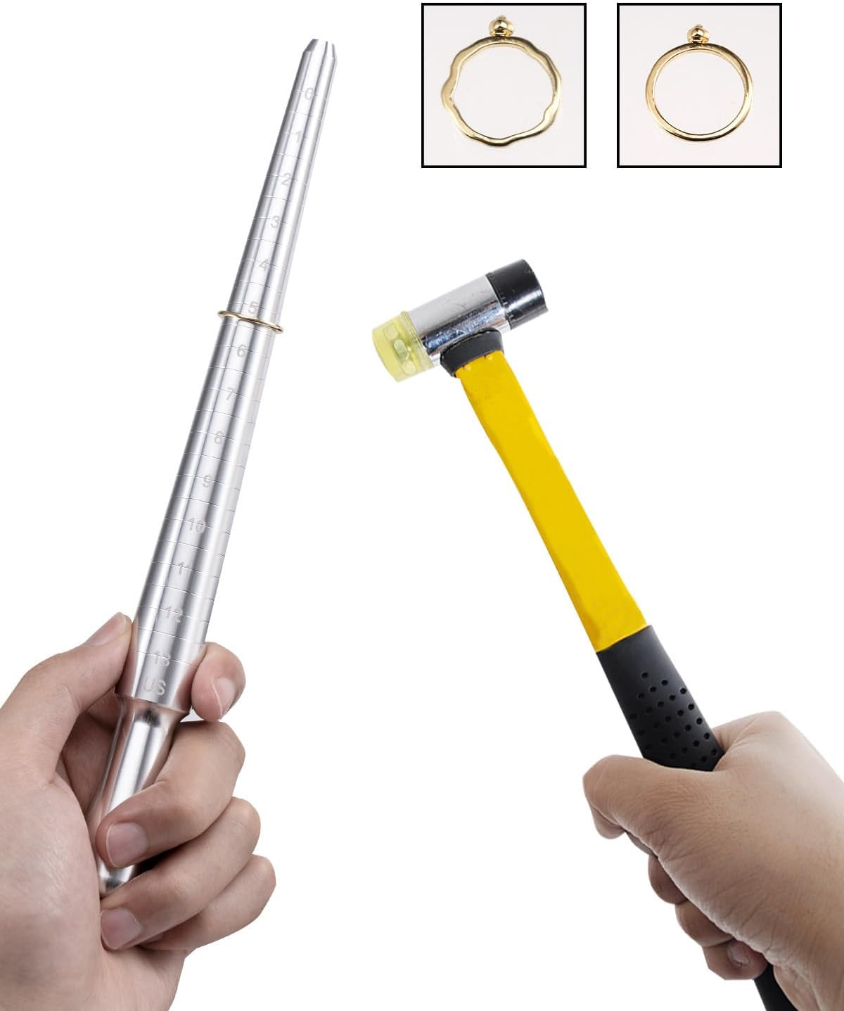 Ring Sizer Measuring Tool Set, Metal Ring Guage for Ring Measurer, Integrated...