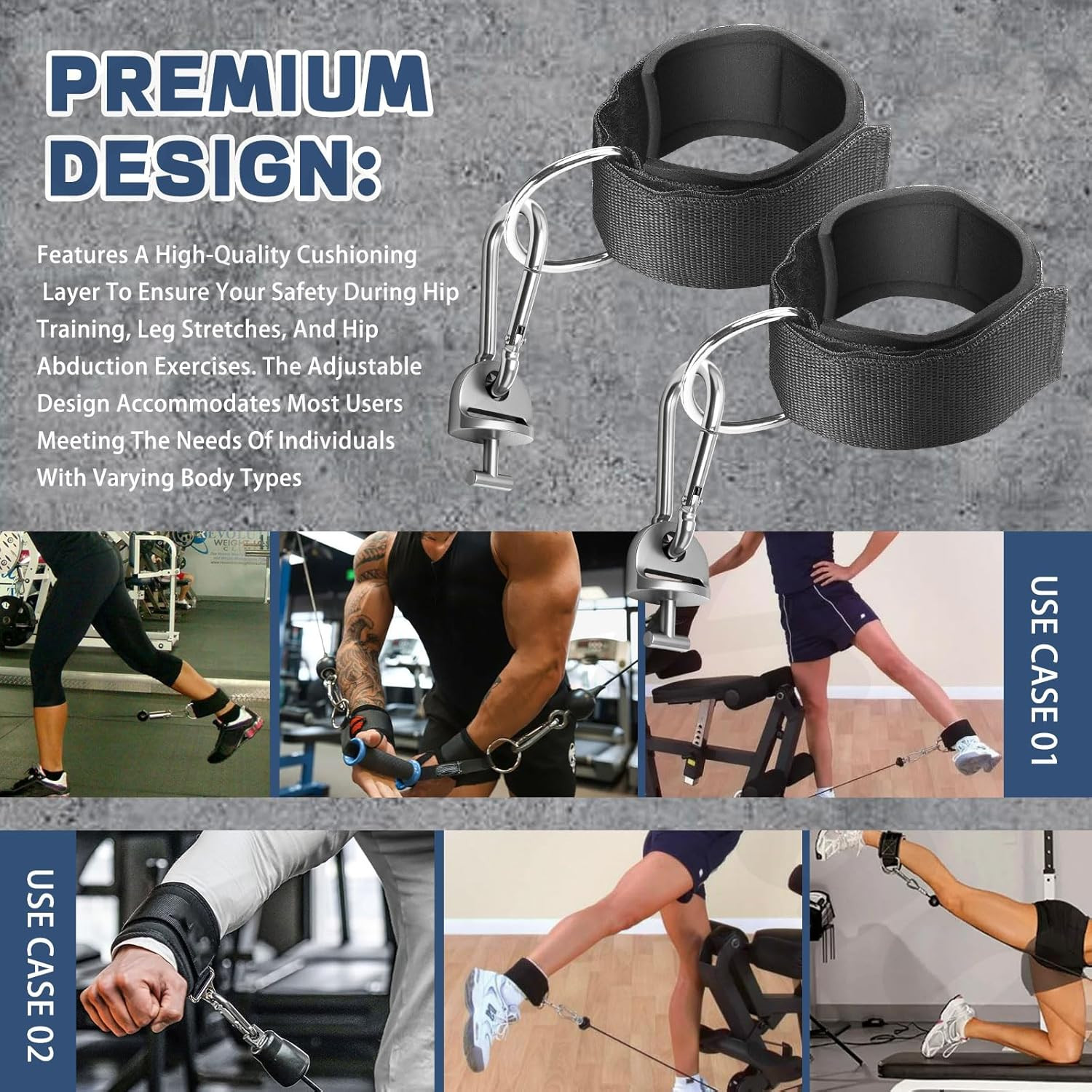 Adjustable Ankle Straps with T Lock Adapter for Tonal Gym Machine