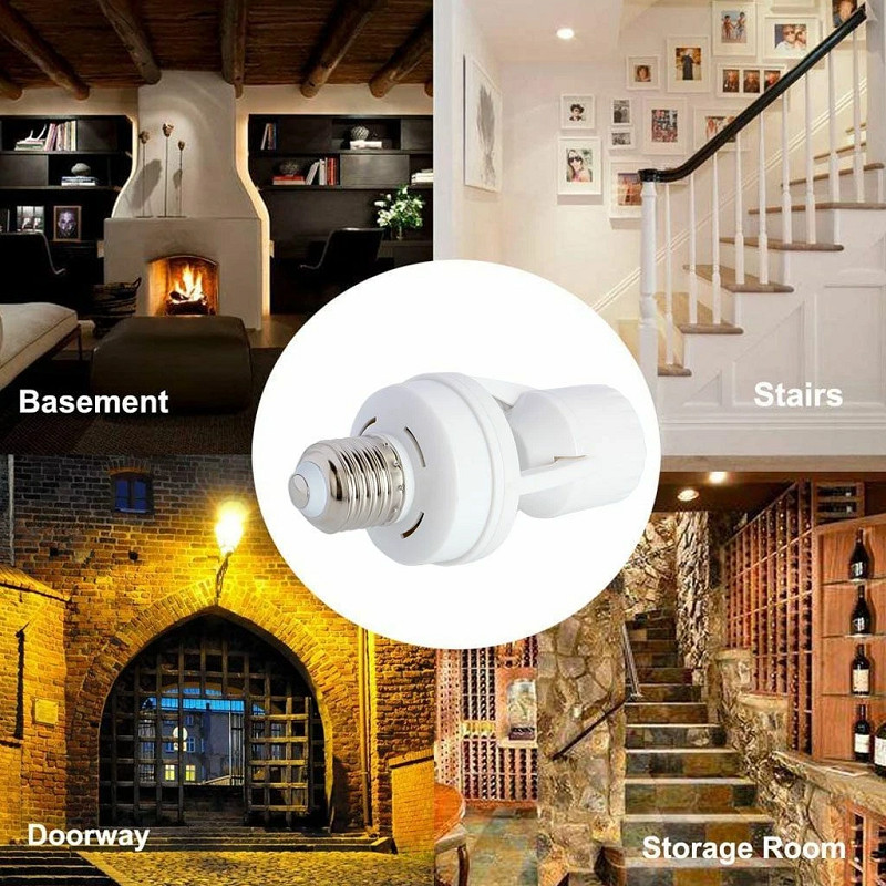 2x Motion Sensor Light Socket,E26/E27 Smart Lamp Bulb Holder Adapter Auto On/Off