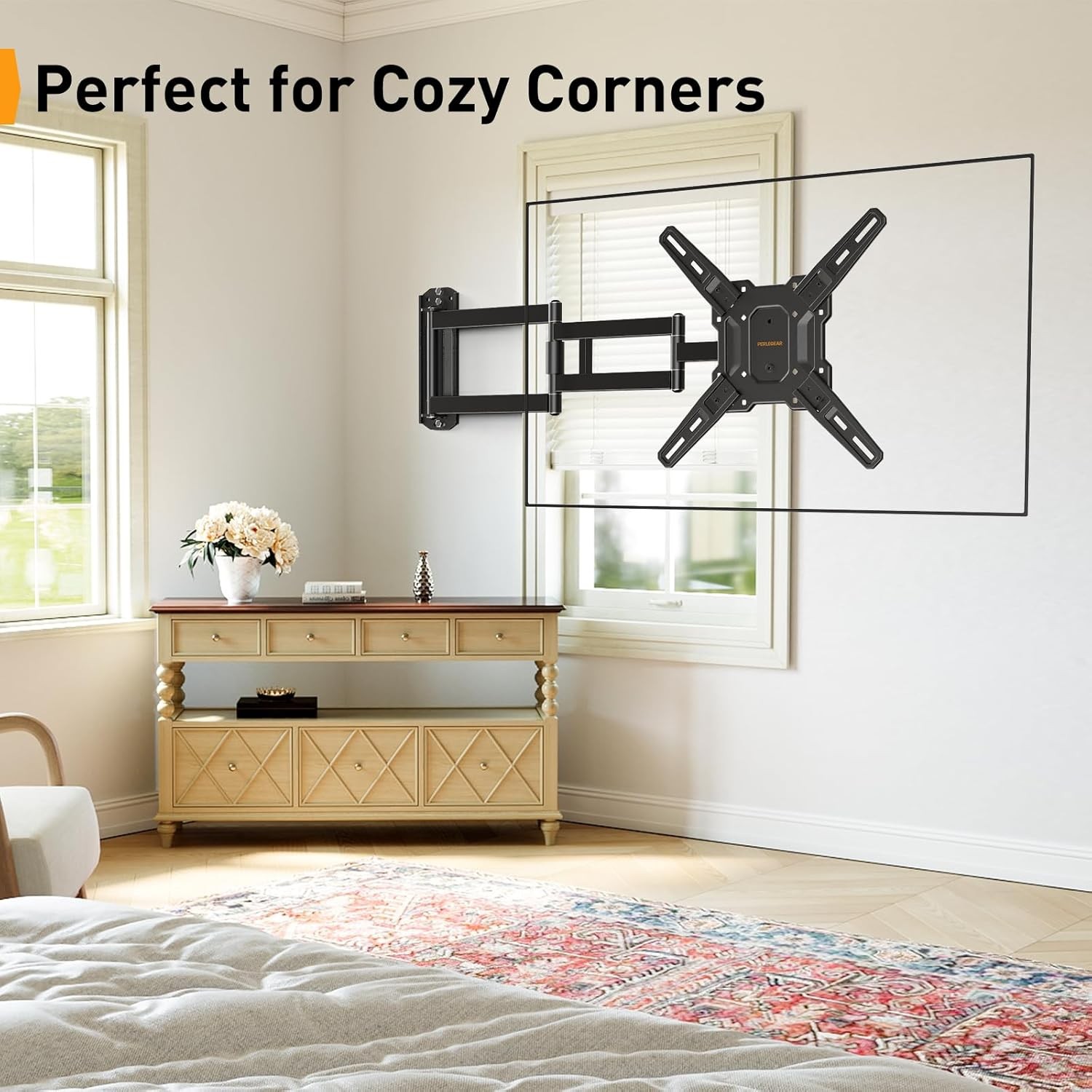 Long Arm TV Wall Mount for 32-65″ TVs, 37.4” Long Extension Corner TV Mount