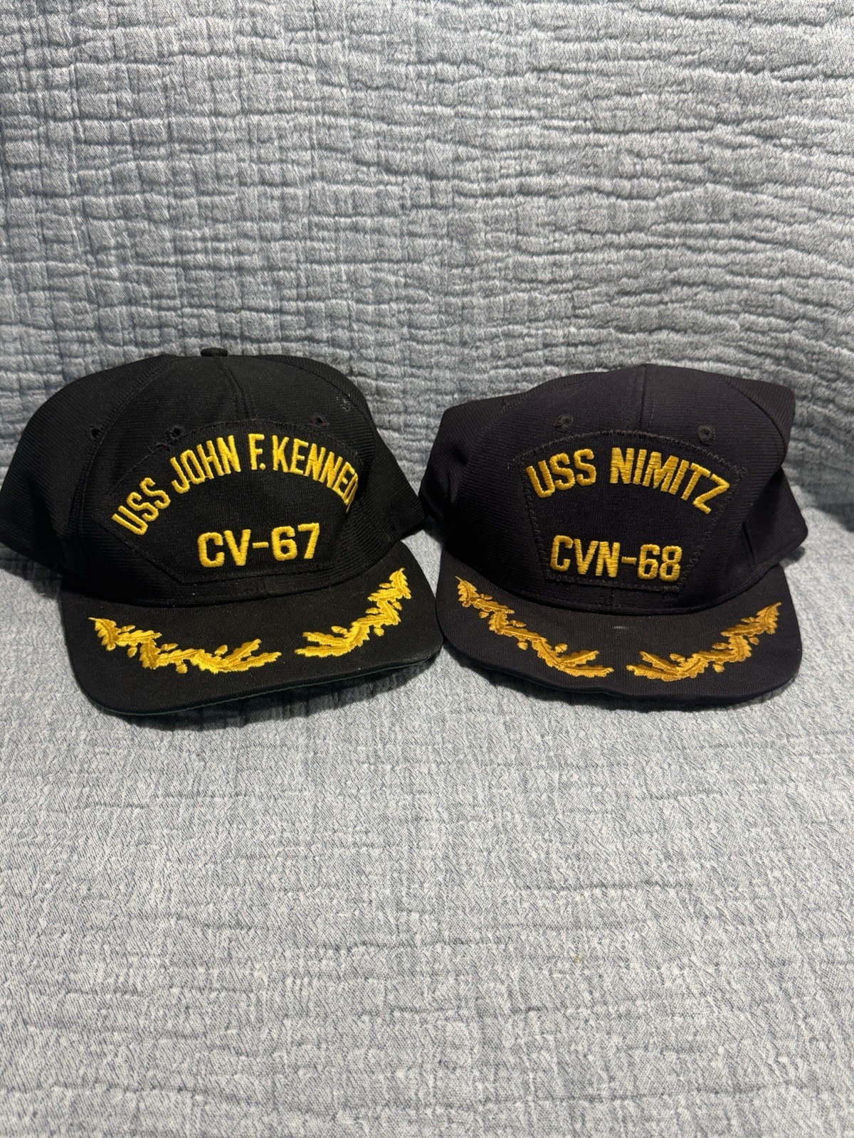 2 Vintage New Era Military Hats. USS John F Kennedy CV-67 & USS Nimitz CVN-68