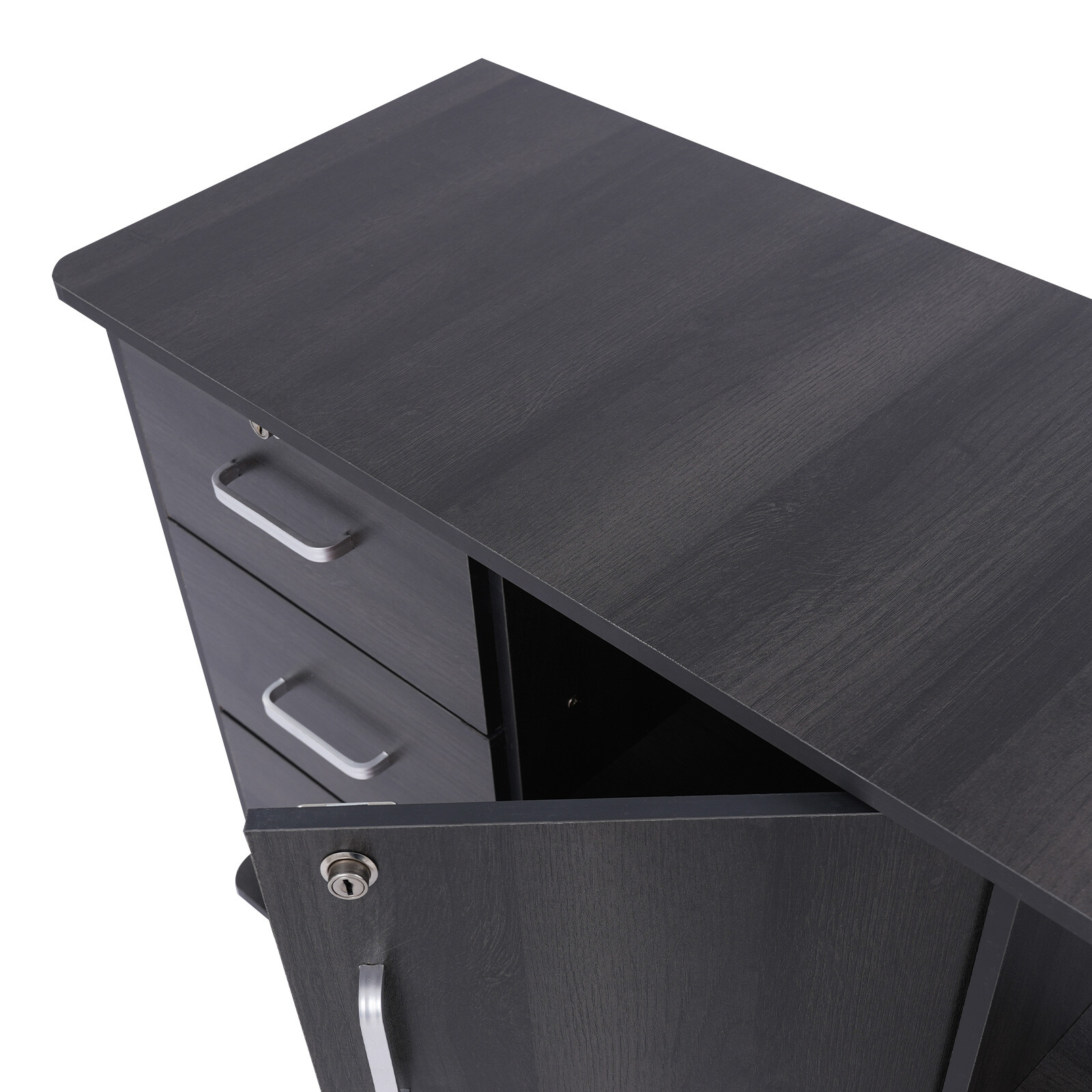 3 Drawers 2 Compartments Mobile File Cabinet Locking File Cabinet MDF 1 Cabinet
