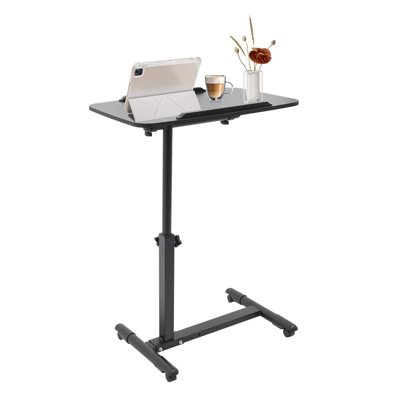 Adjustable Overbed Bedside Table with Wheels, Bed Desk, Over The Bed Table