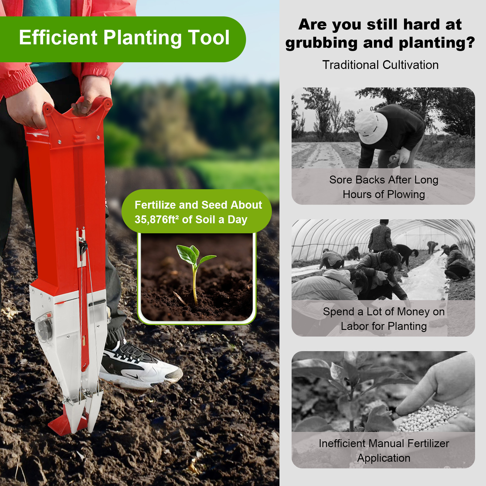 Handheld Applicator Fertilizer Corn Peanut Seed Seeder Garden Planter Tool