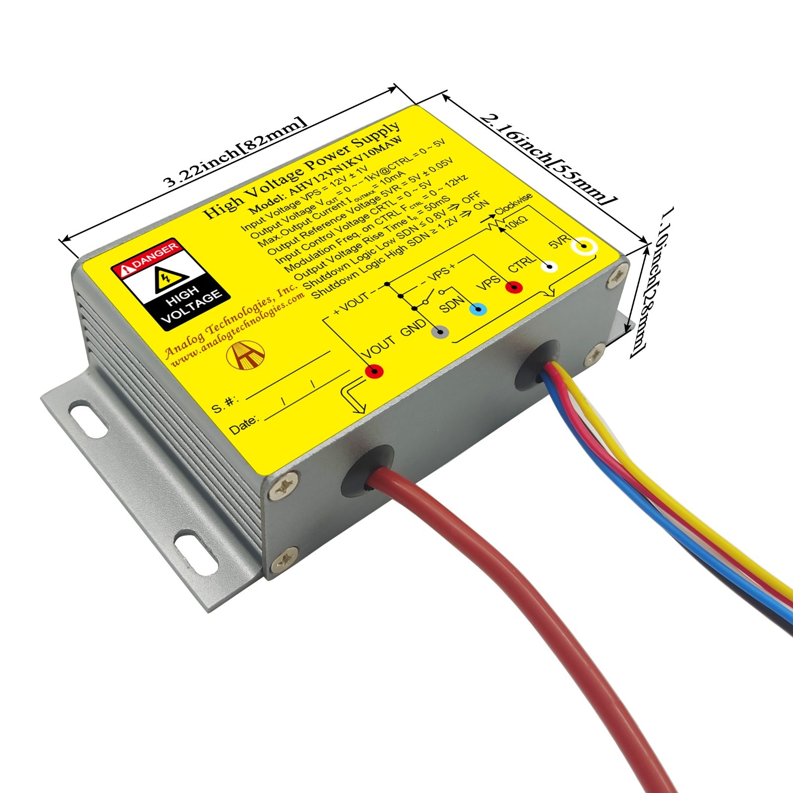 AHV12VN1KV10MAW HV DC-DC Power Supply Module 12VDC Input -1KV Output 10mA