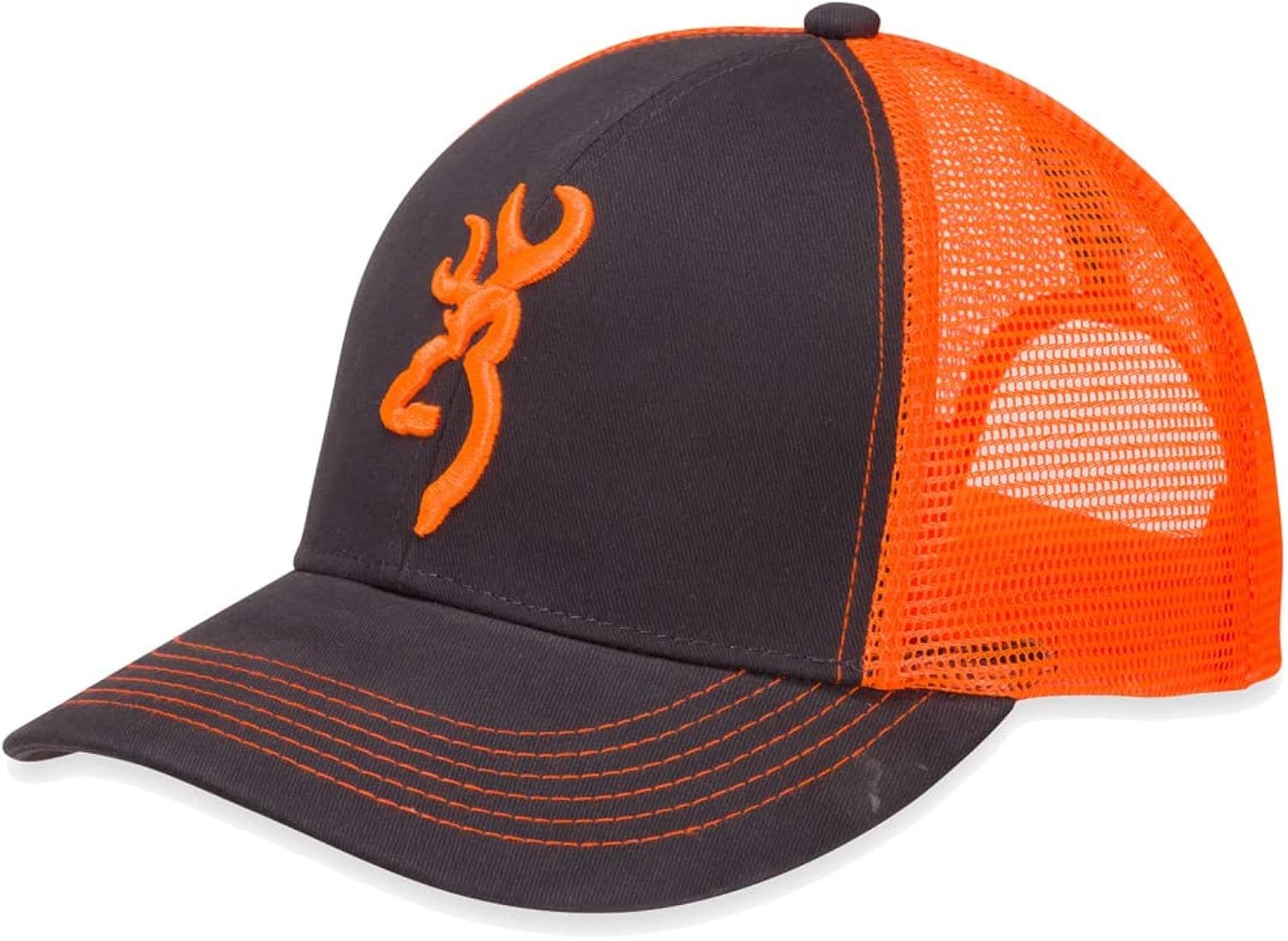 Browning Flashback Cap Char/Neon Orange Mesh Snap Back One Size -308177621