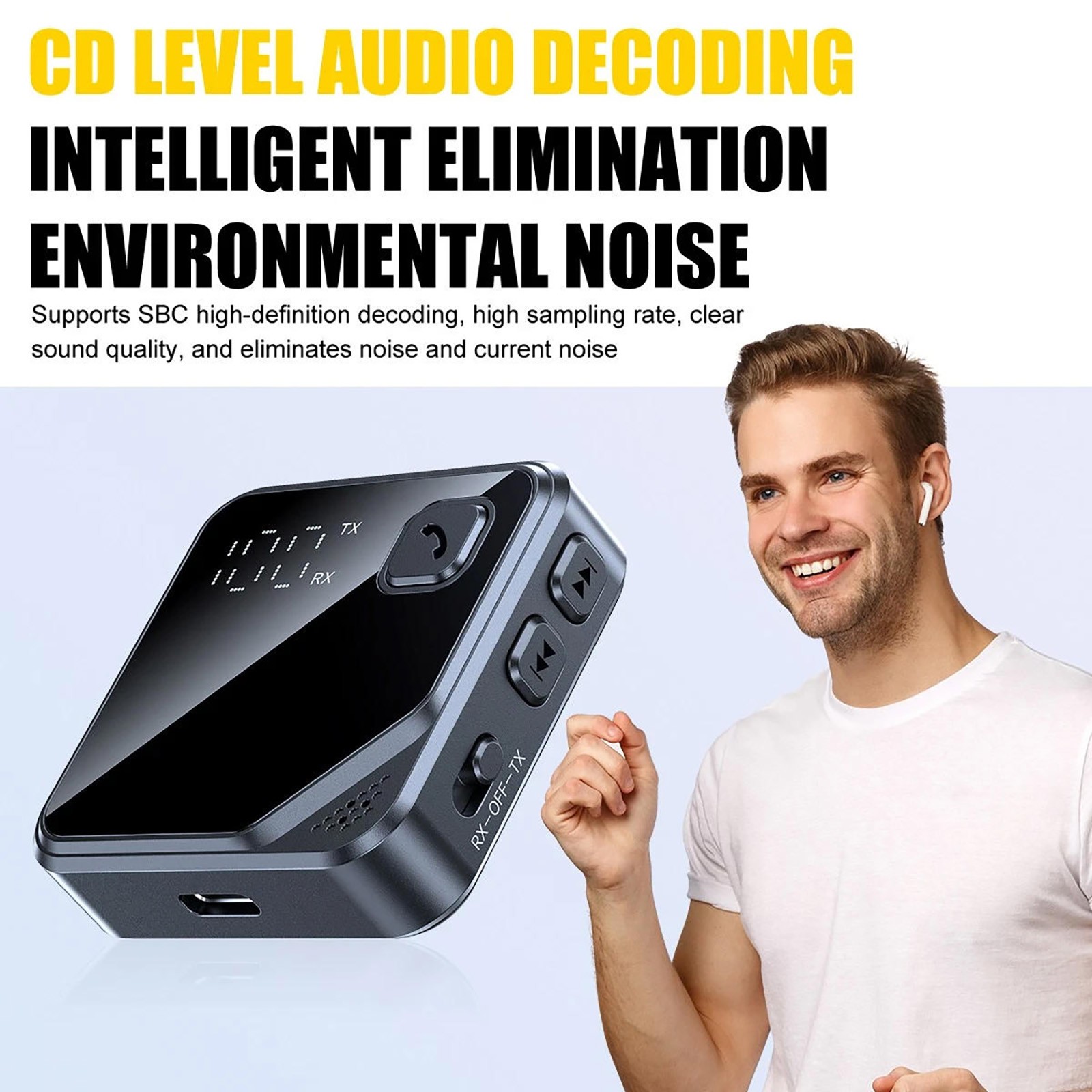 Bluetooth 5.4 Audio Transmitter Receiver 2-in-1 Wireless 3.5mm Jack Adapter