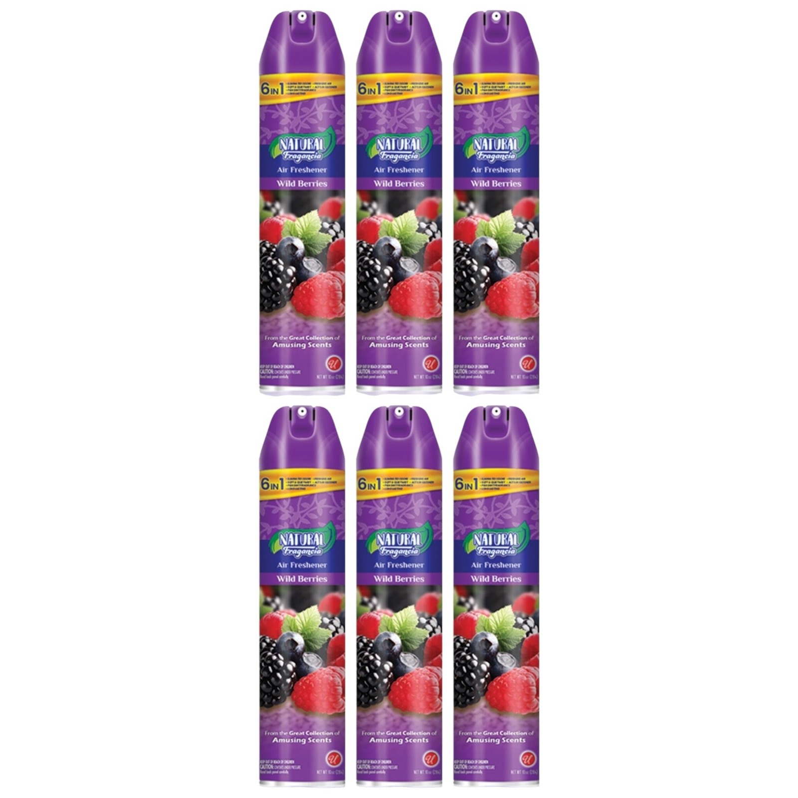 Natural Fragancia Wild Berries 6-in-1 Air Freshener, 10oz. (295ml) (Pack of 6)