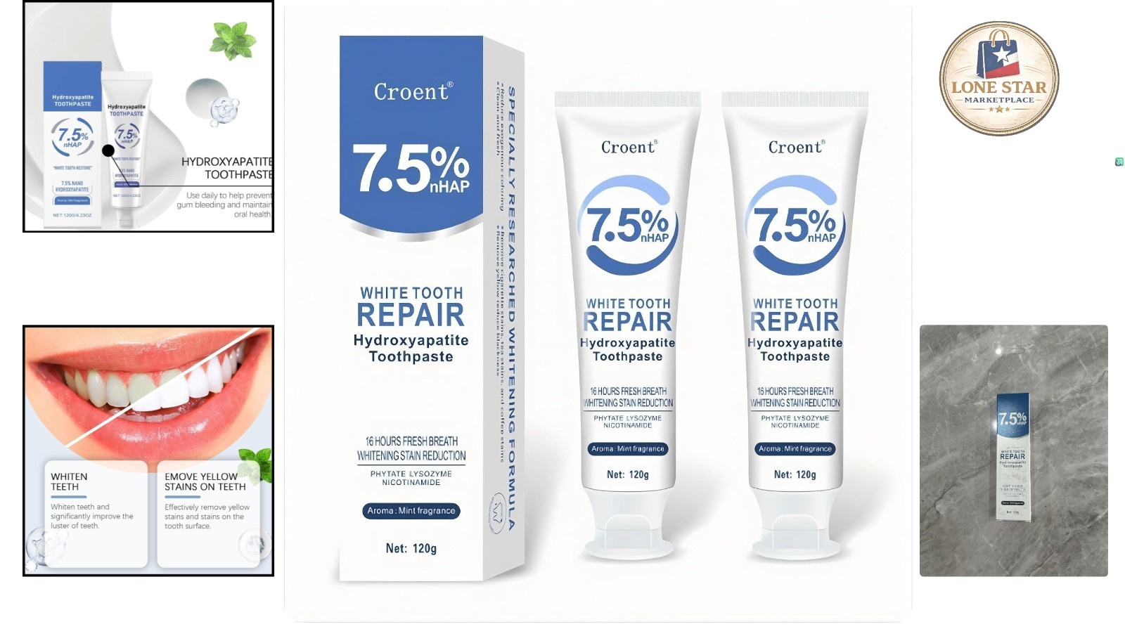 Hydroxyapatite Enamel Protection Toothpaste - 7.5%, Natural Mint Flavor, 2 Pack