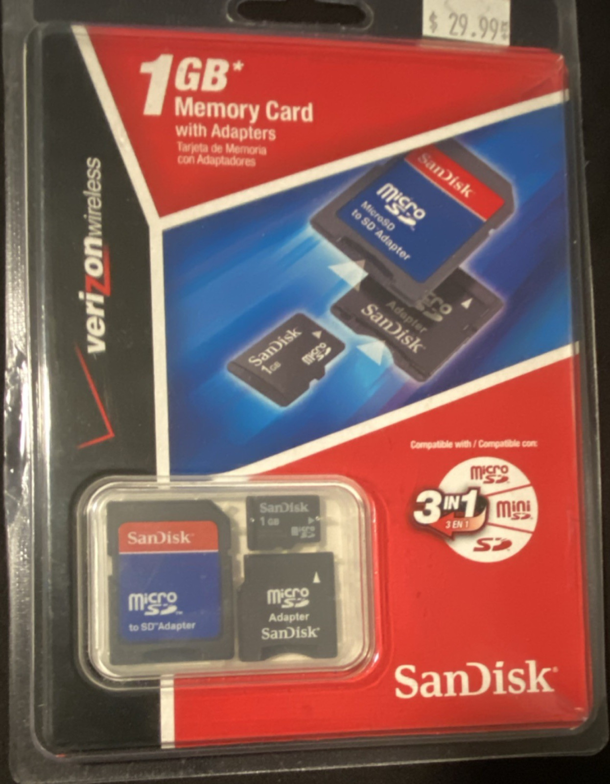 SanDisk 1GB High Capacity MicroSD Memory Card with Adapters Universal