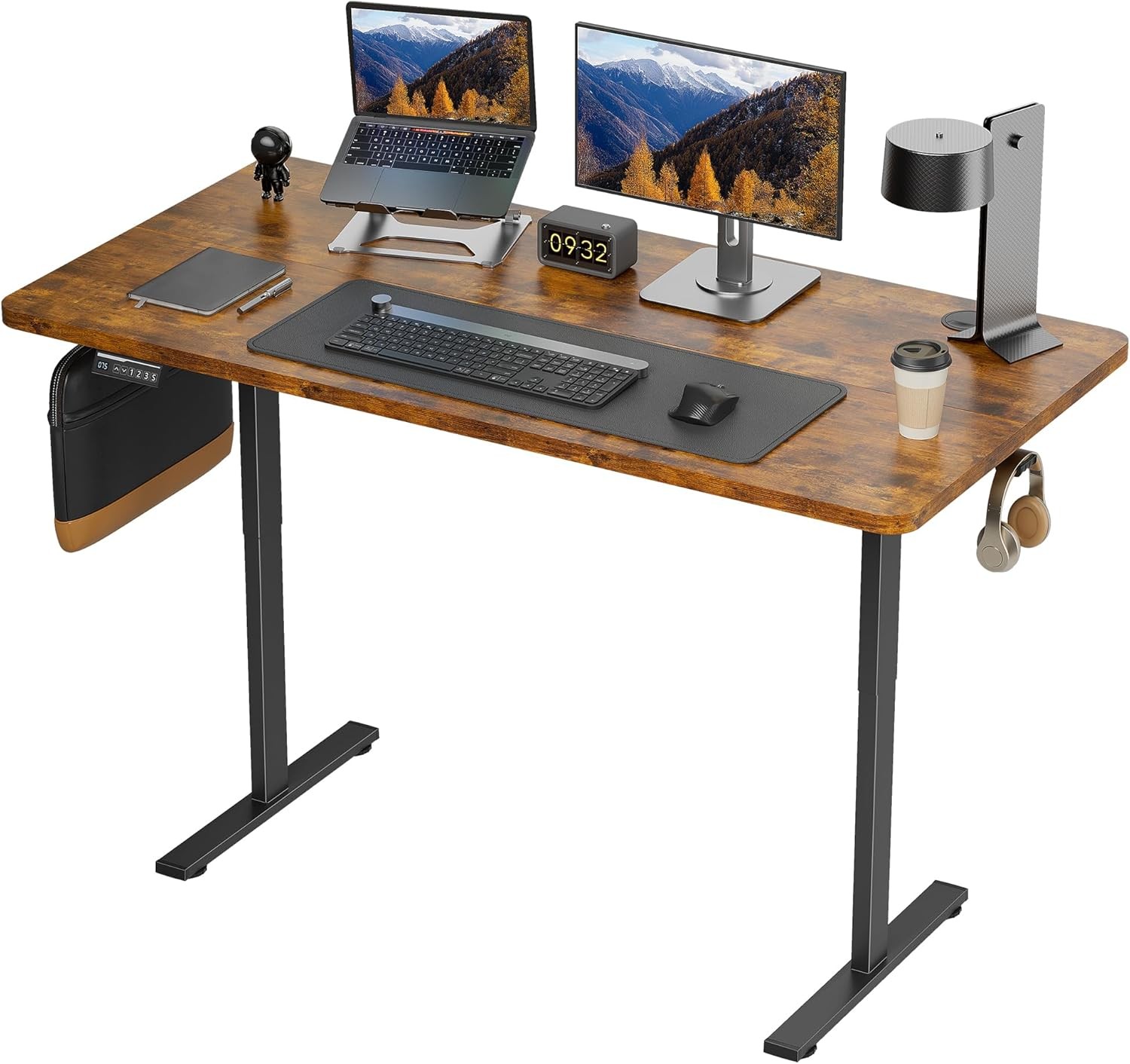 Adjustable Rustic Brown Standing Desk (24"W x 55"L) w/ Cable Management