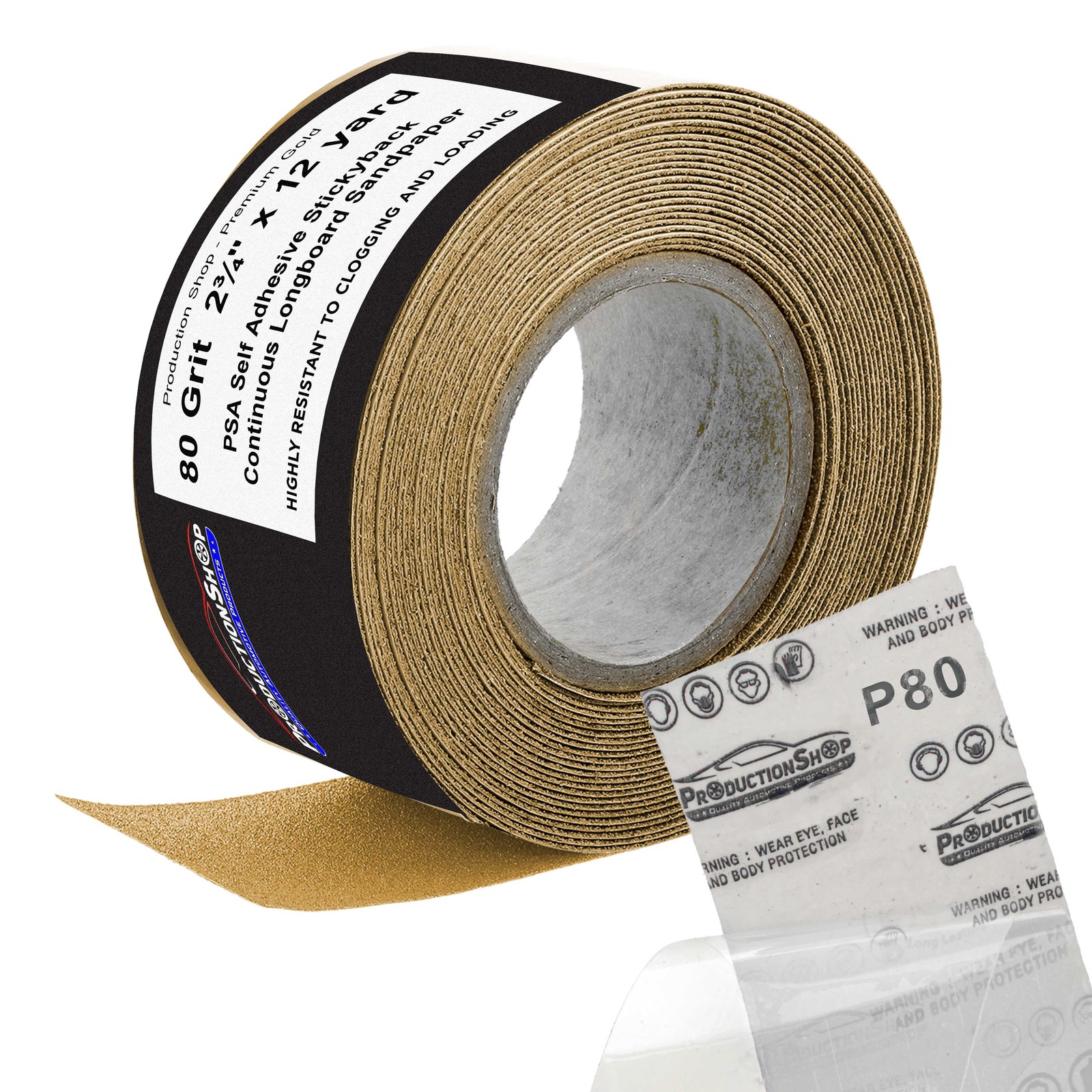 80 Grit PSA Longboard Sandpaper, 2-3/4" Continuous 12 Yard Roll - Self Adhesive