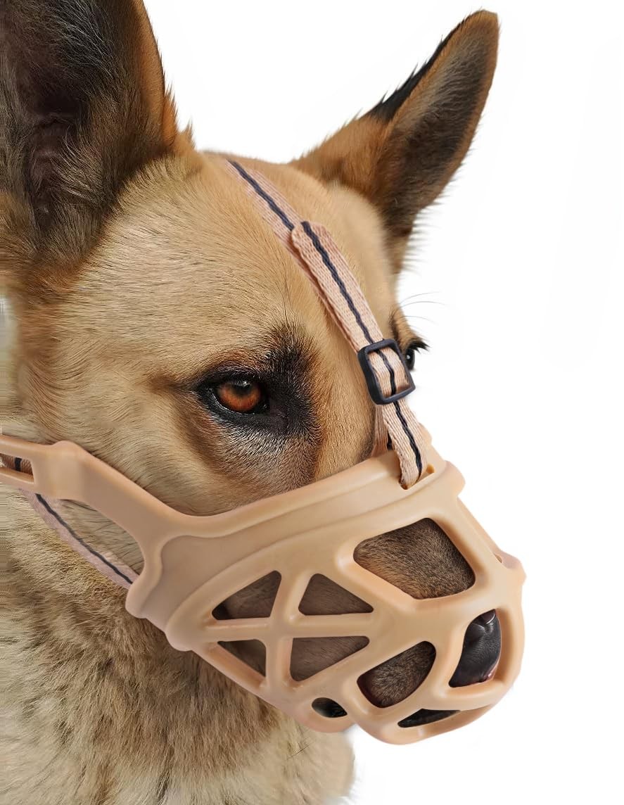 Dog Muzzle, Breathable Basket Muzzles for Small, Medium, Large and X-Large Ag...
