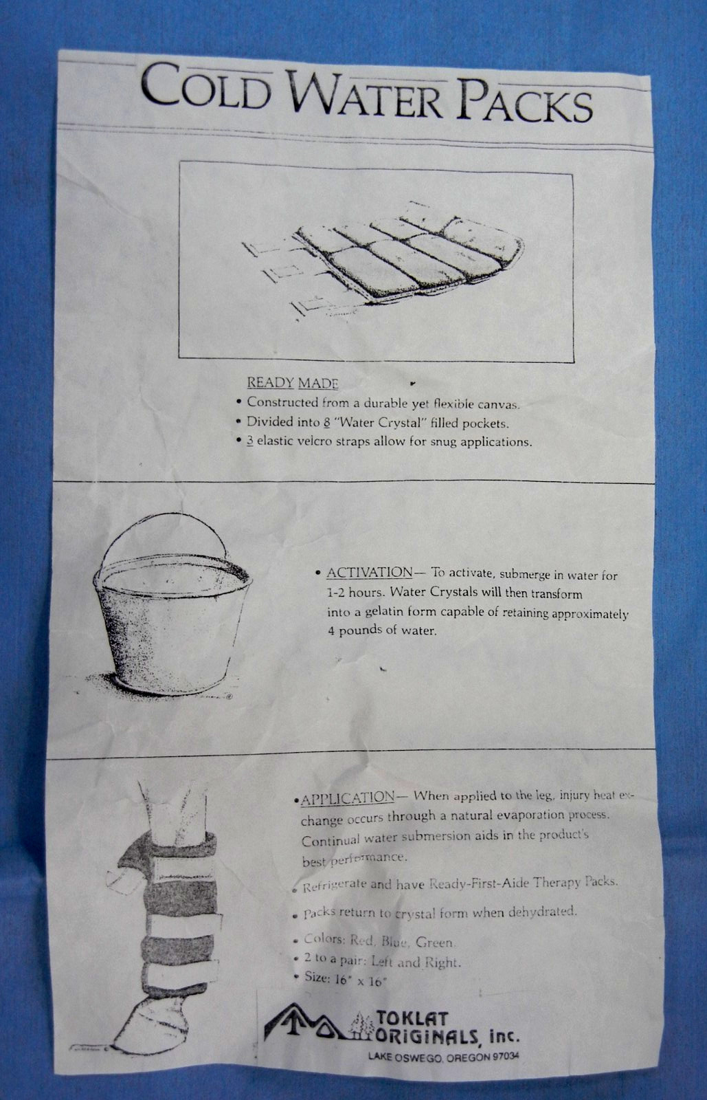 Horse Cold Water Leg Packs