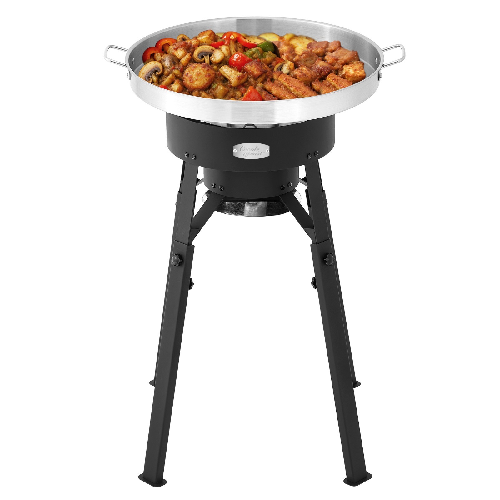 Creole Feast Portable Gas Cooker with Stainless Steel Wok，for Outdoor Cooking