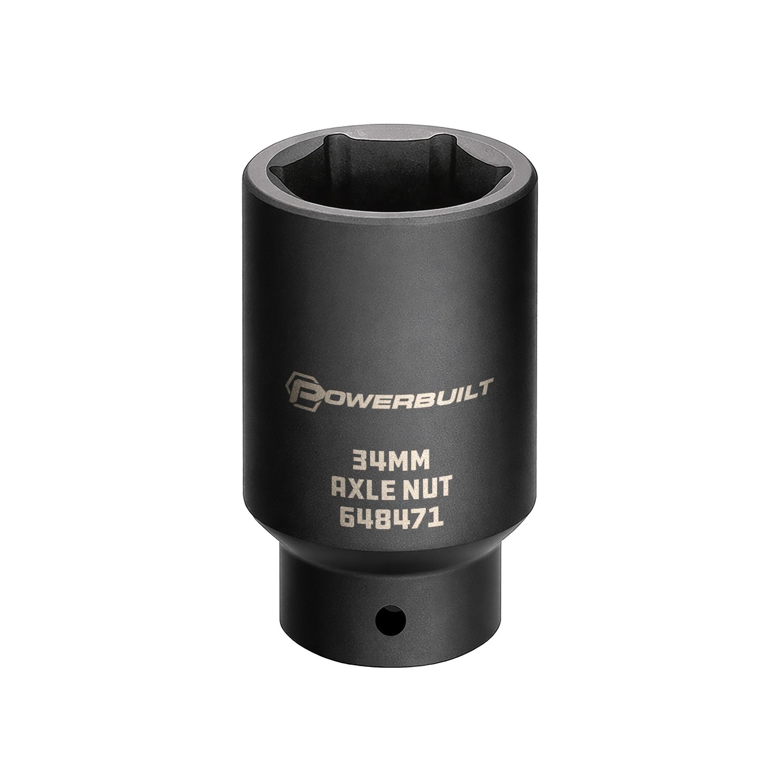 Powerbuilt 34mm Axle Nut Socket, 1/2 Inch Drive, Use with Impact 34mm, Black