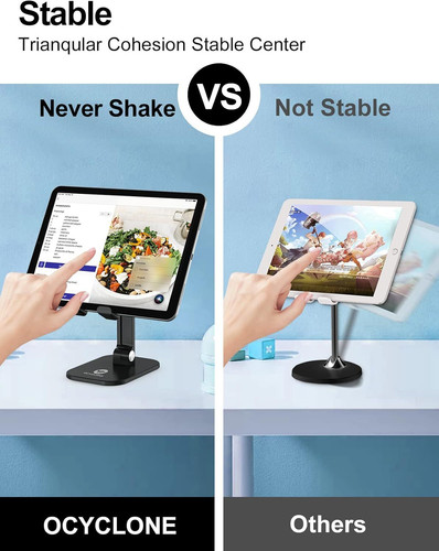 OCYCLONE Phone Stand, Adjustable Height and Angle Foldable Cell Black