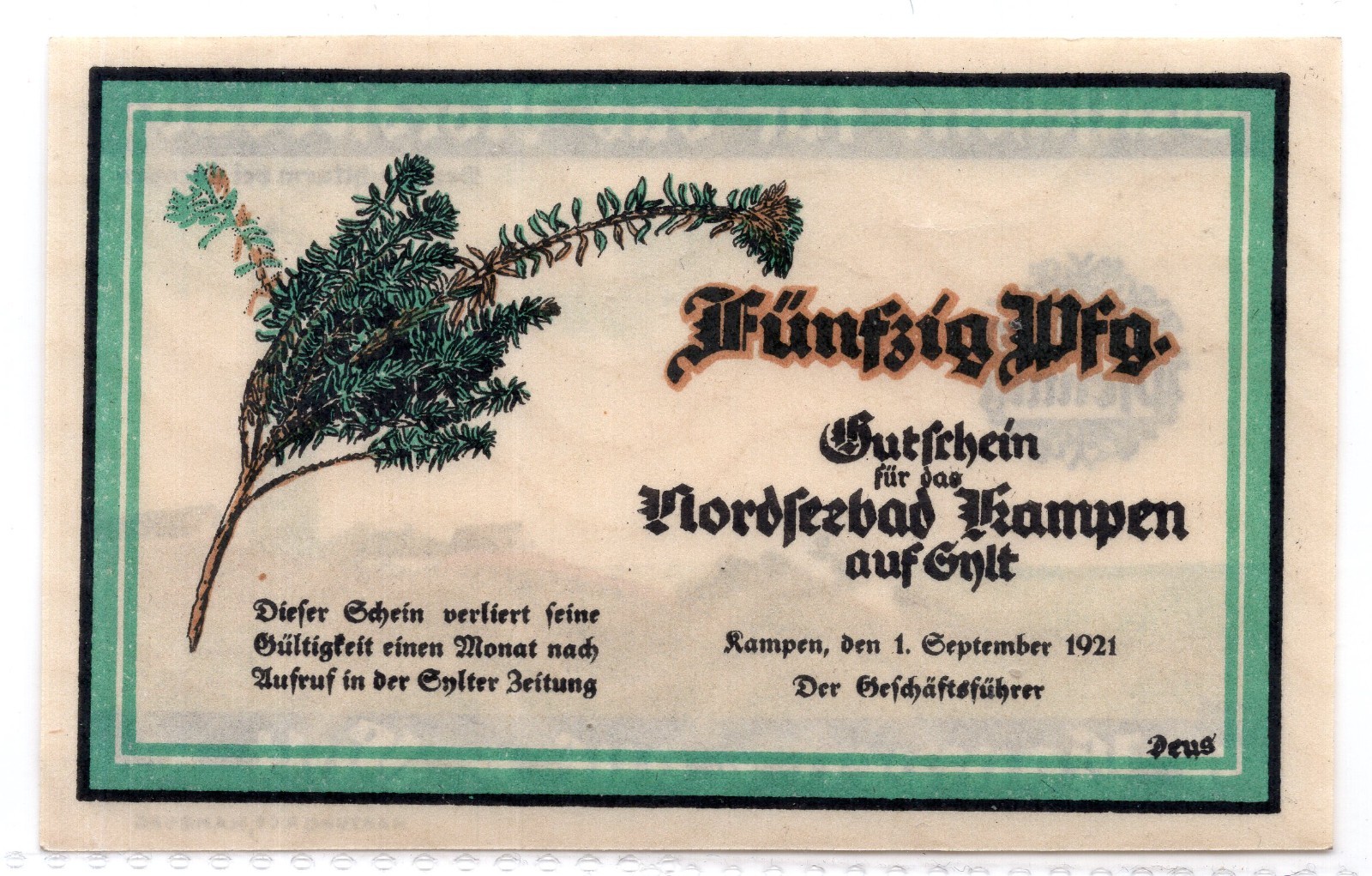 1921 Germany Nordseebad Rampen Notgeld (2952)
