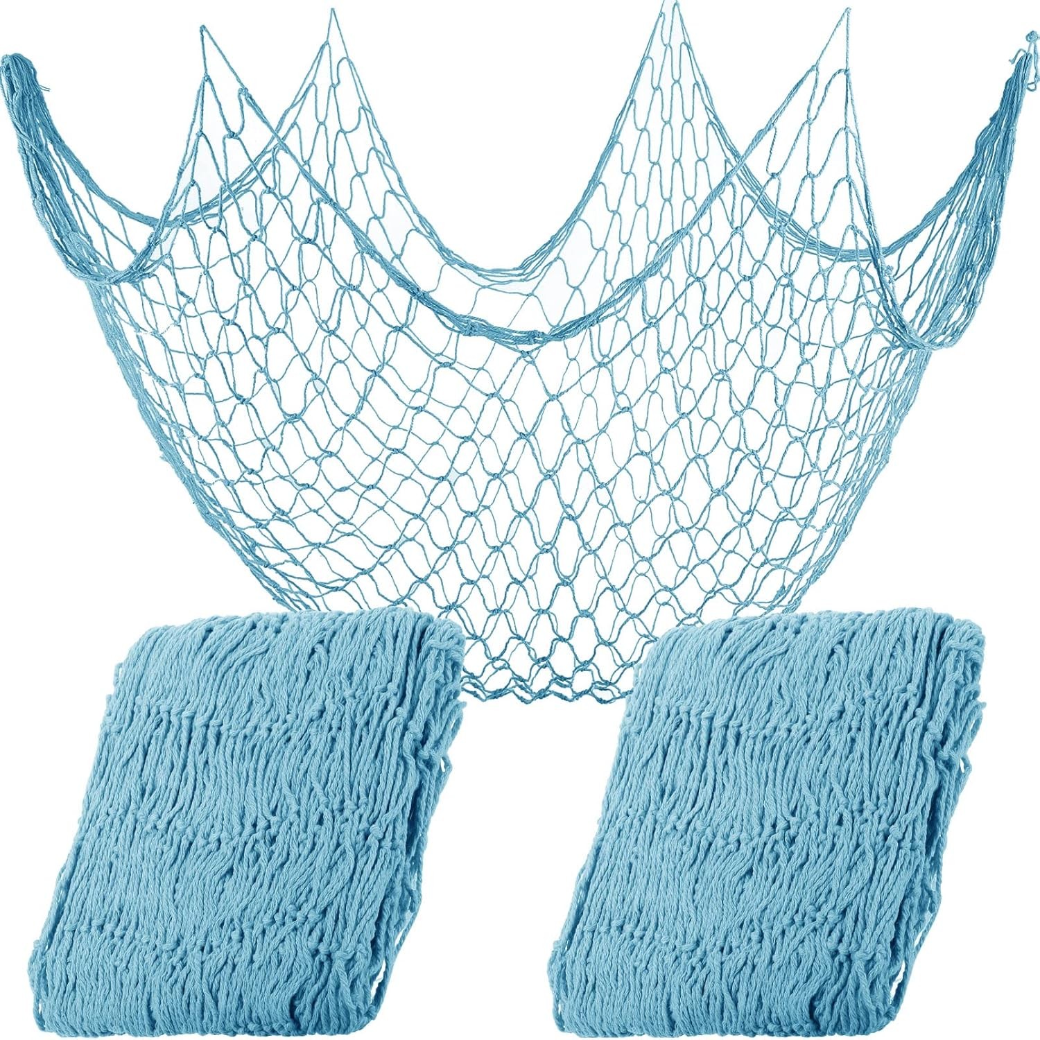 Shappy 2 Pcs Fish Net Decorative 80 x 40 Inch, Wall Hanging Fishnet for Blue