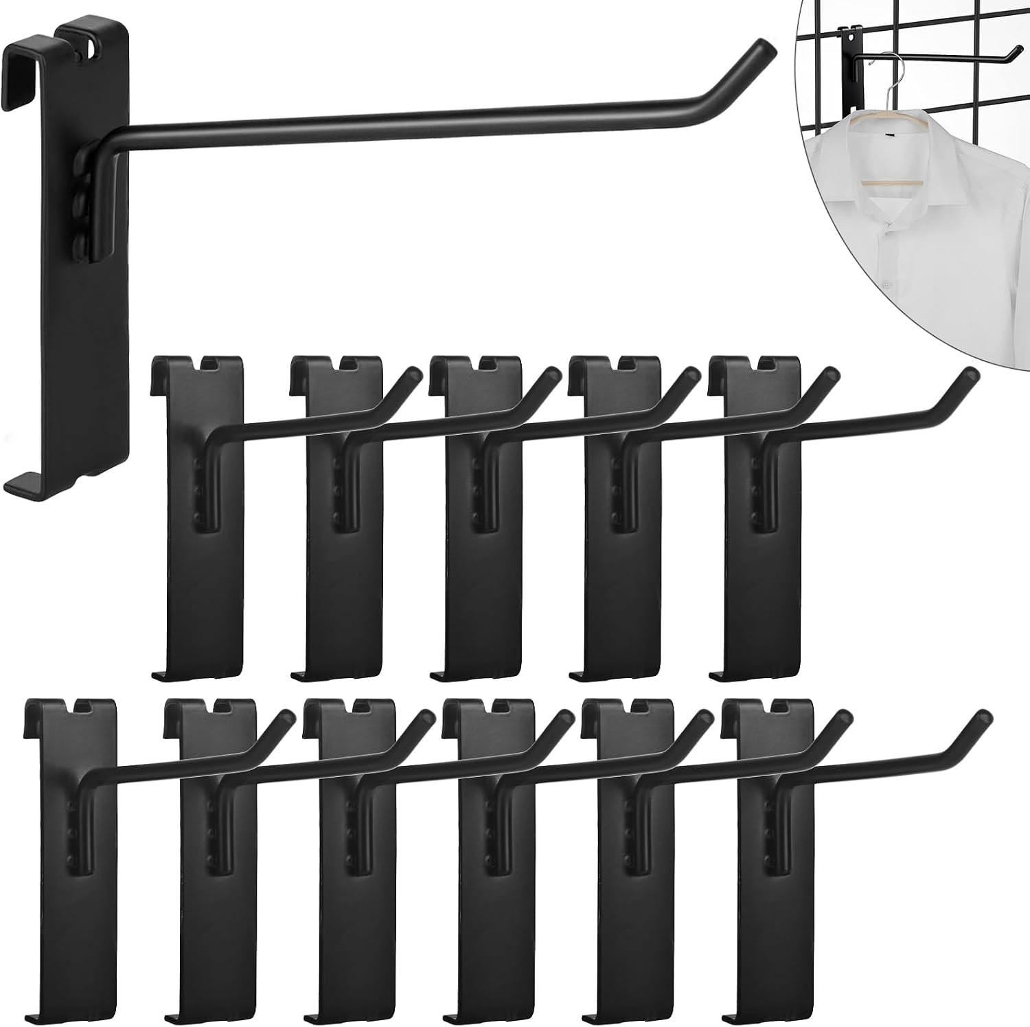 Gridwall Hooks - 4 Inch Heavy Duty Black Display Hooks for Grid Wall Panel Hangi