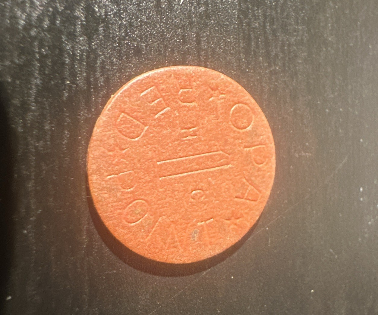 WWII  OPA "HC"  RED POINT  RATION TOKEN Fiber Pre Owned/Loose Kw 7/26-120